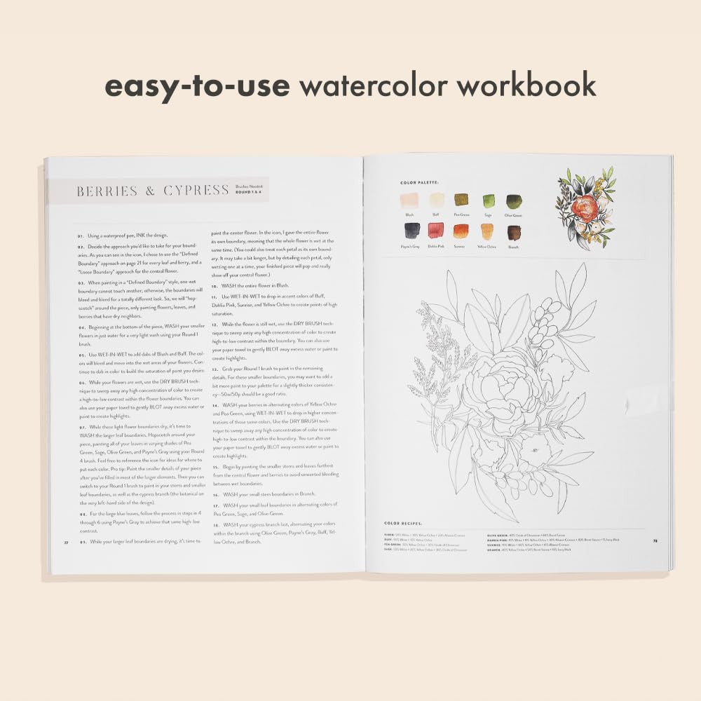 Watercolor Workbook: 30-Minute Beginner Botanical Projects on Premium Watercolor