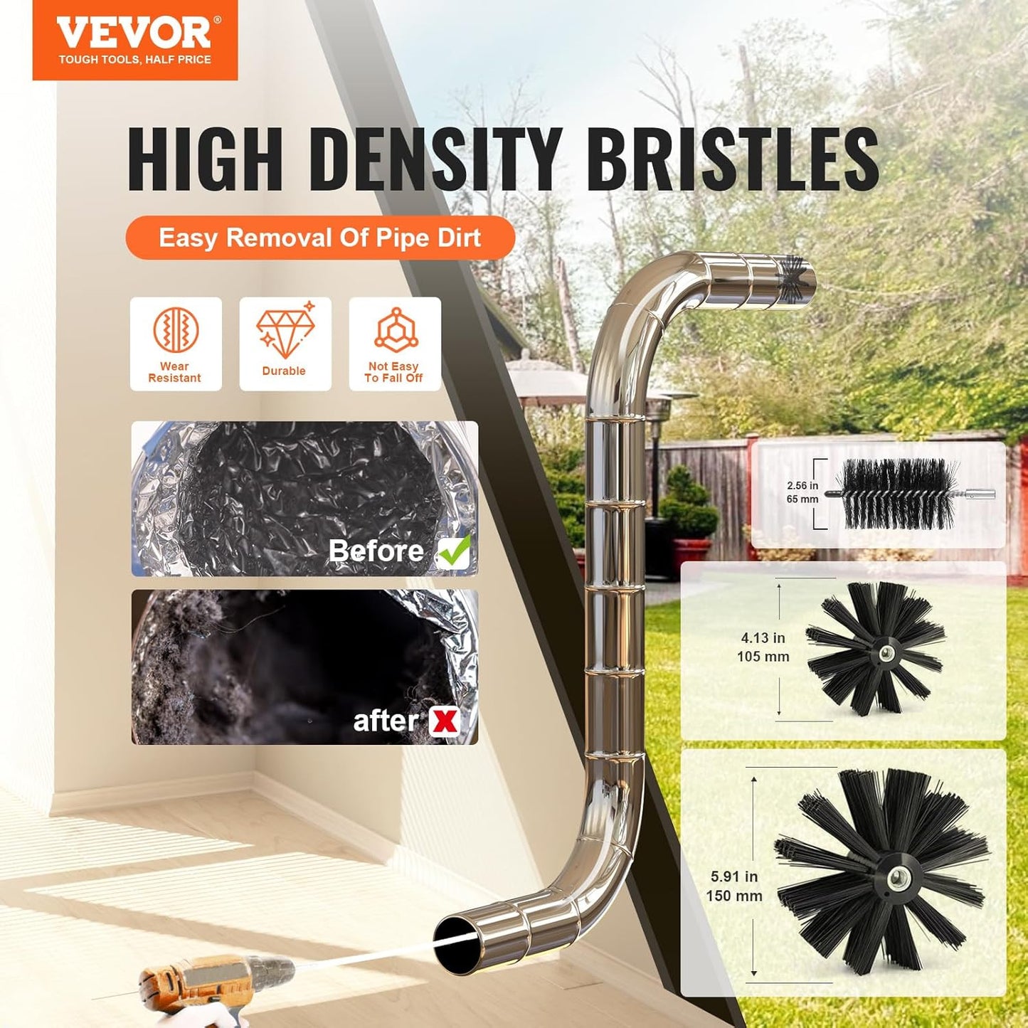 22 Pieces 30 FEET Dryer Vent Cleaner Kit, Include 3 Different Sizes Flexible Lin