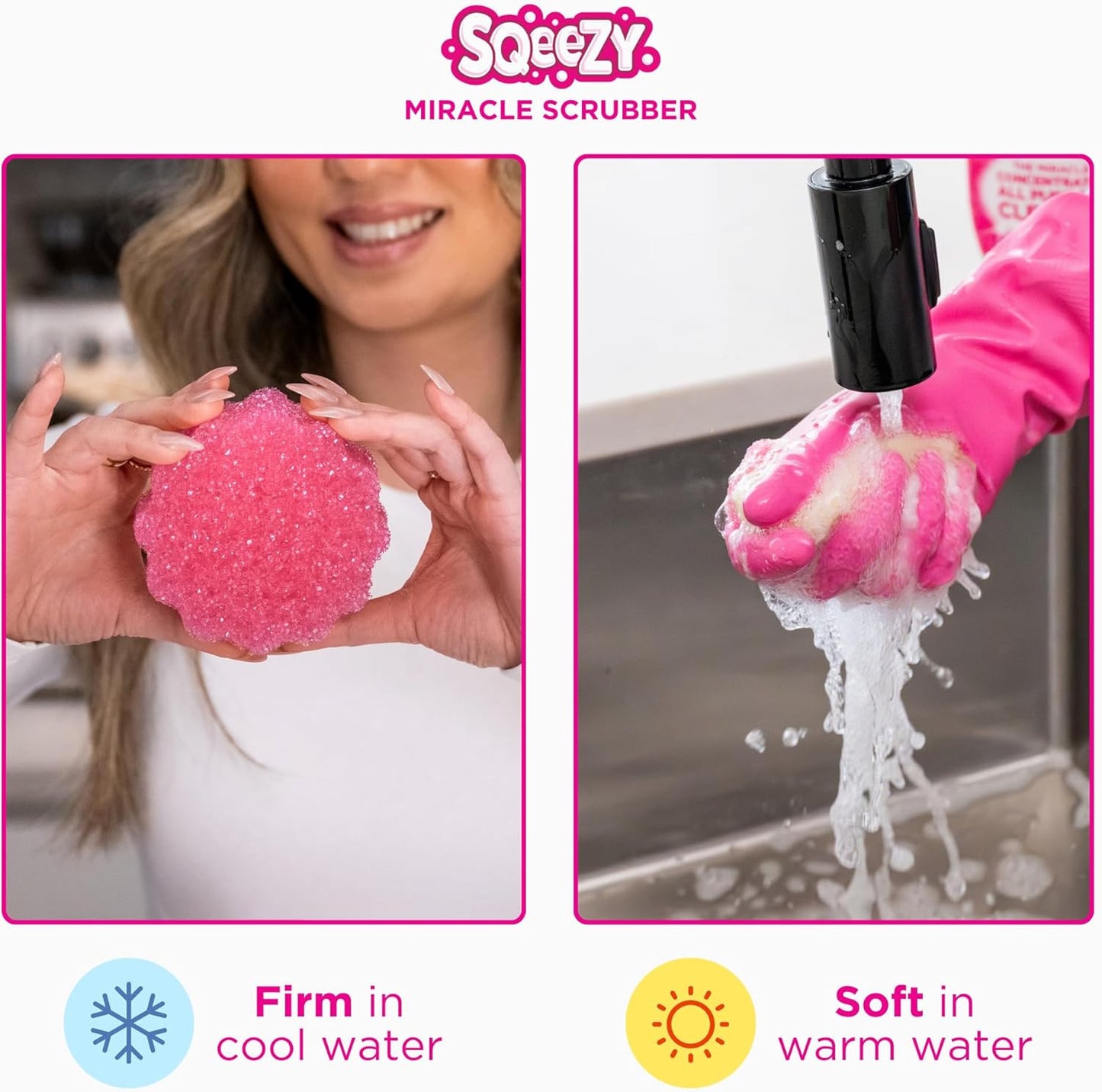 – the Pink Stuff – Sqeezy Miracle Scrubber Sponge, Scratch Free Solution for Ult