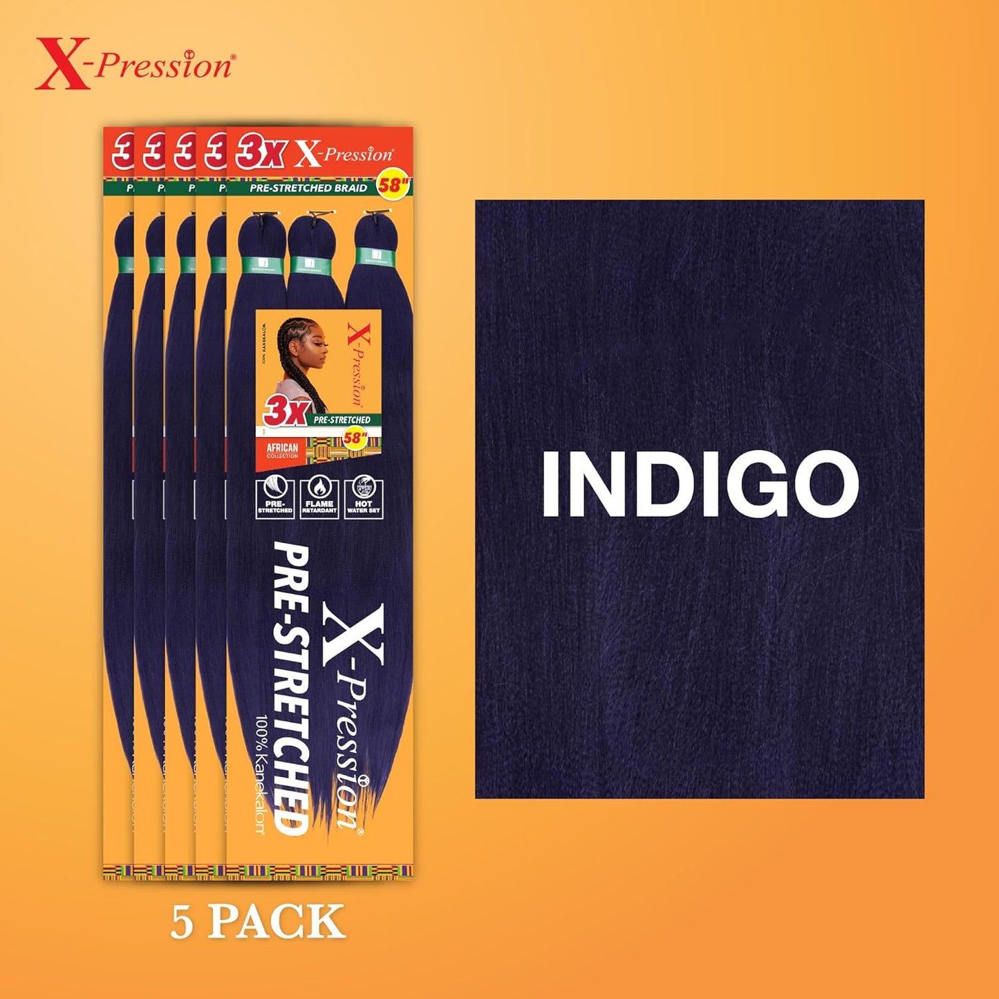 X-Pression Prestretched Braiding Hair - 3X Braid 58 Inch All Kanekalon Flame Ret