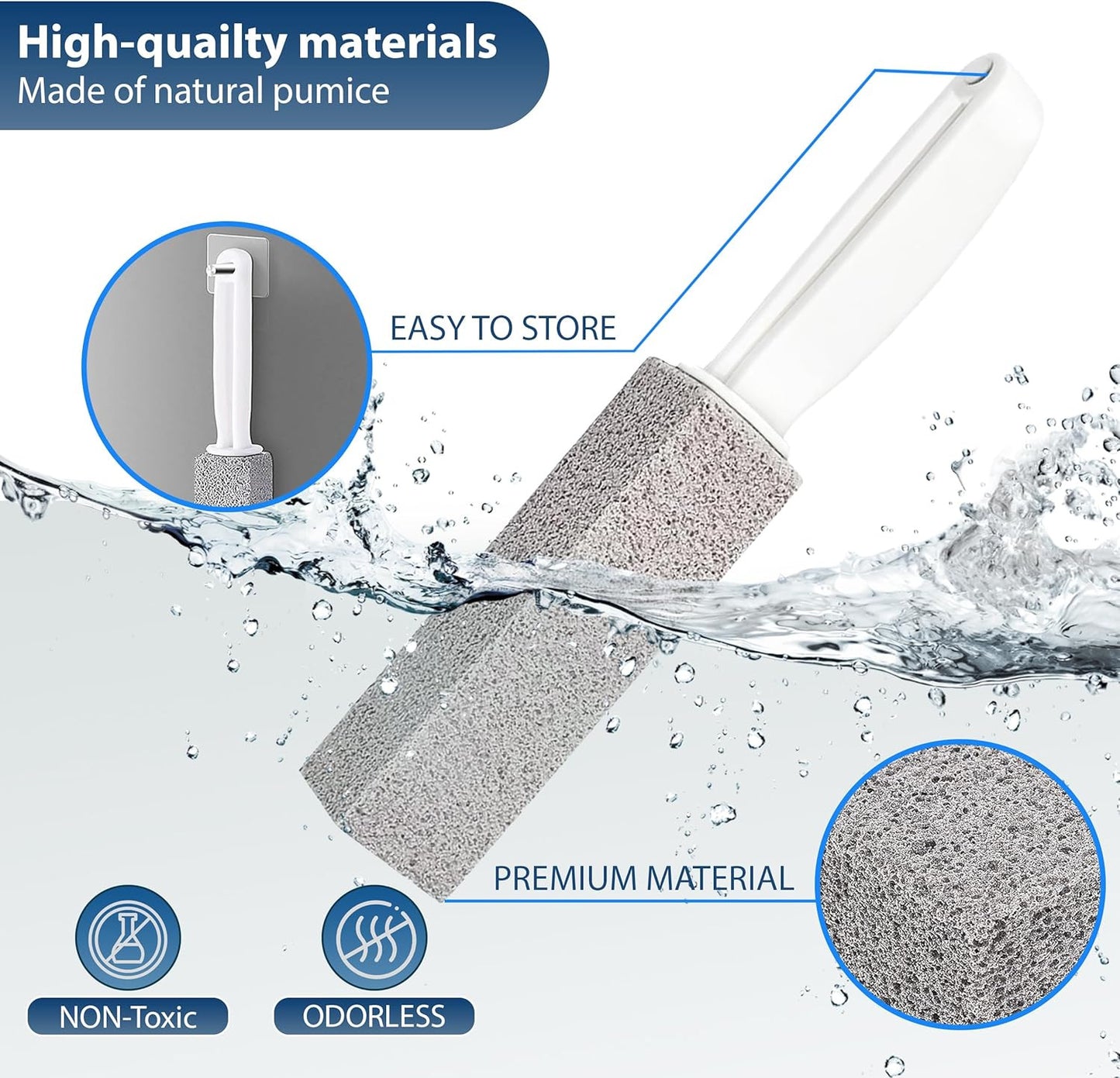 2 Pack Ring King Pumice Stone Toilet Bowl Cleaner with Handle, Hard Water Build
