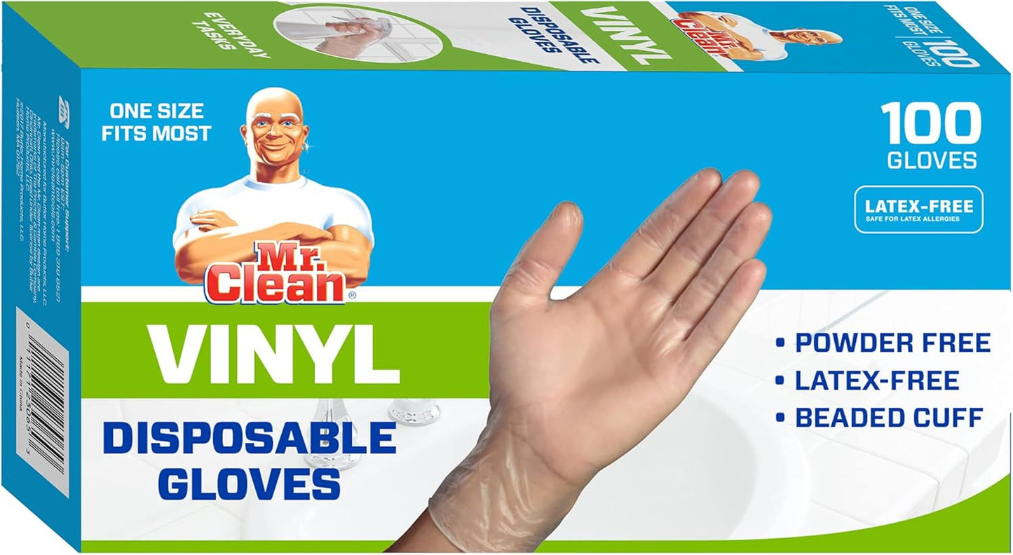 Vinyl Disposable Gloves, 100 Count