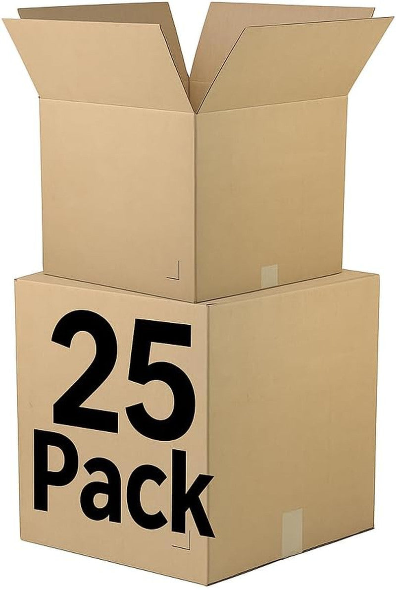 12"X8"X7" Brown/Kraft Corrugated Cardboard Shipping Boxes 25-Pack | Mailing, Pac