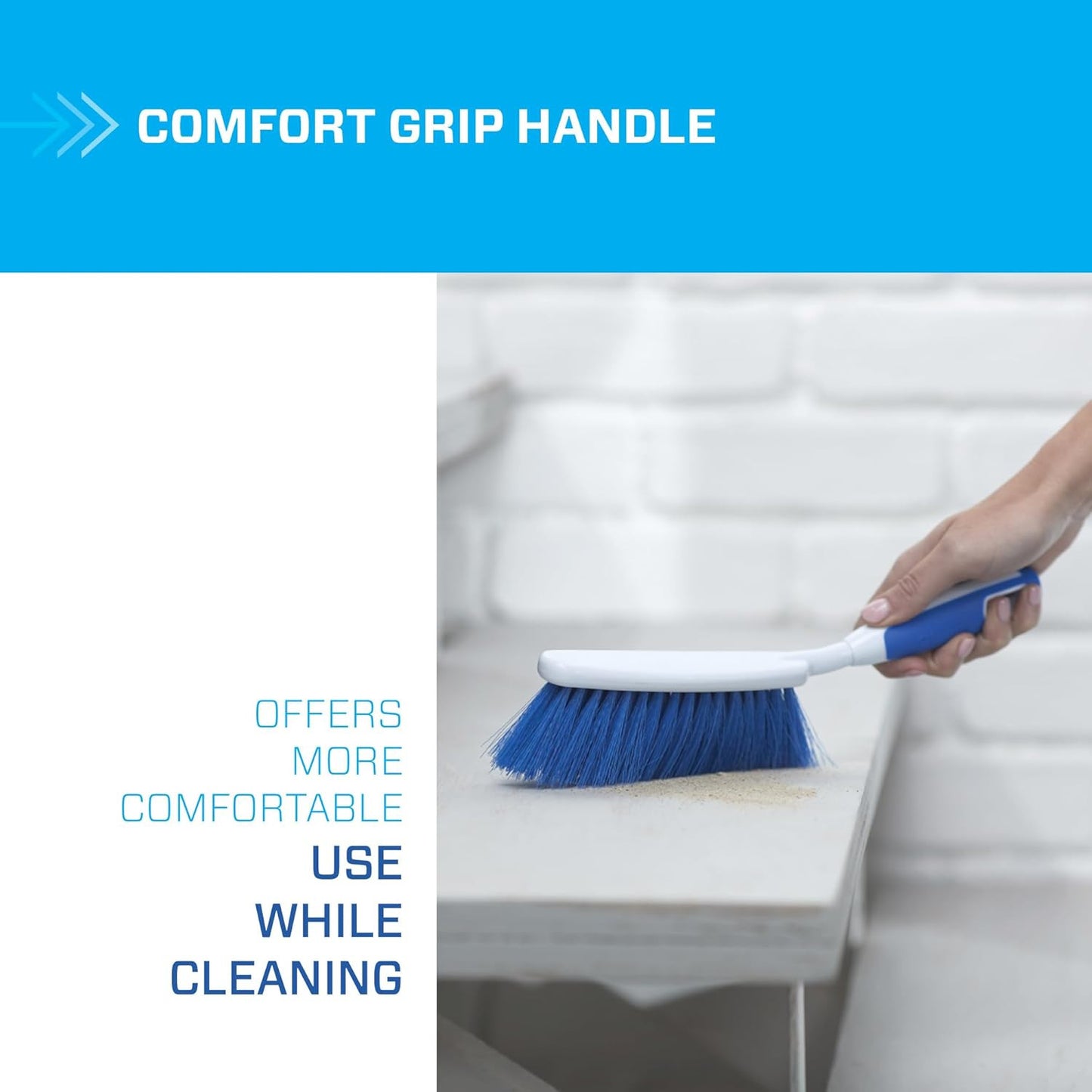 12" Multi-Purpose Counter Brush with Comfort Grip Handle, Blue/White