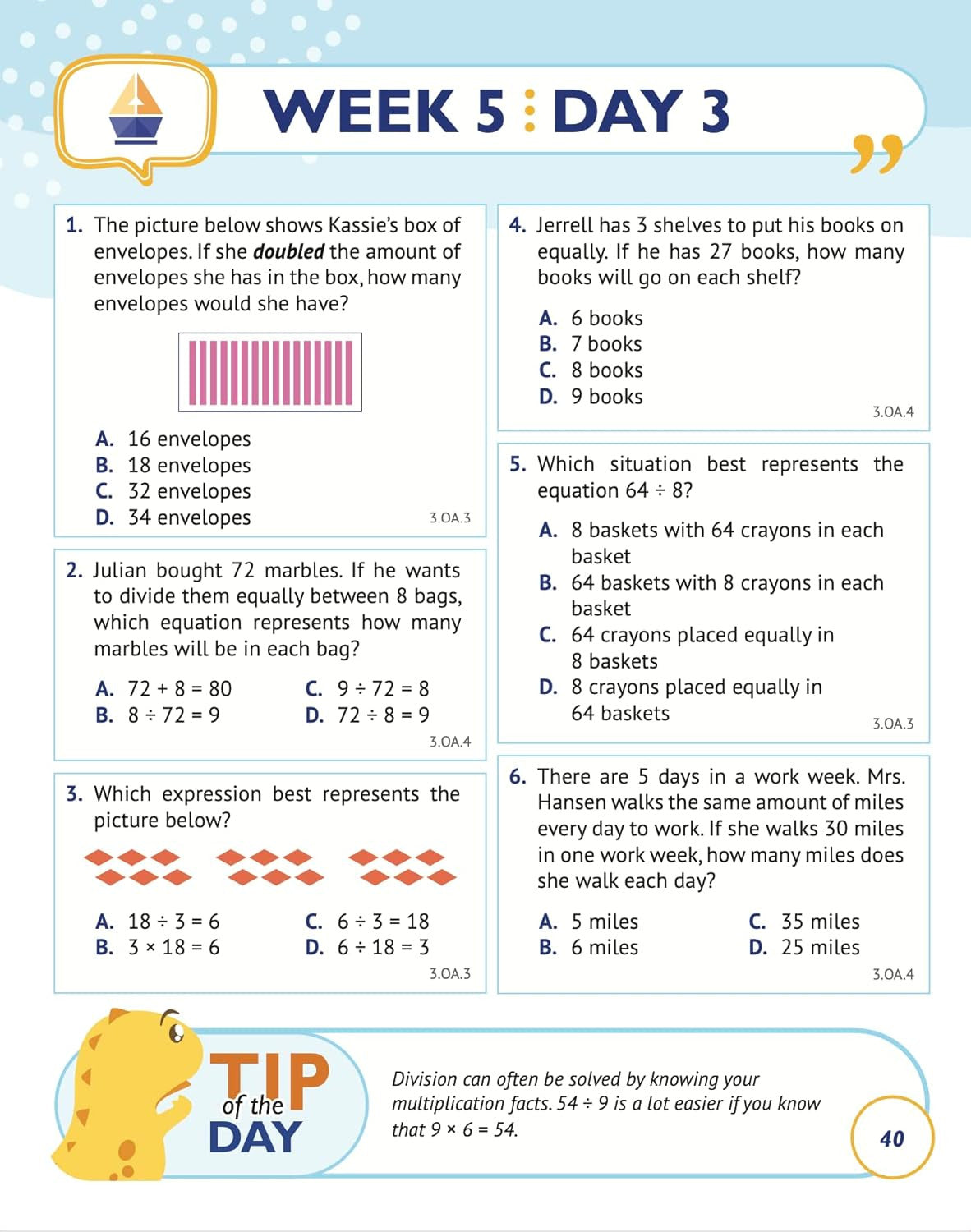 3Rd Grade Common Core Math: Daily Practice Workbook - Part I: Multiple Choice |