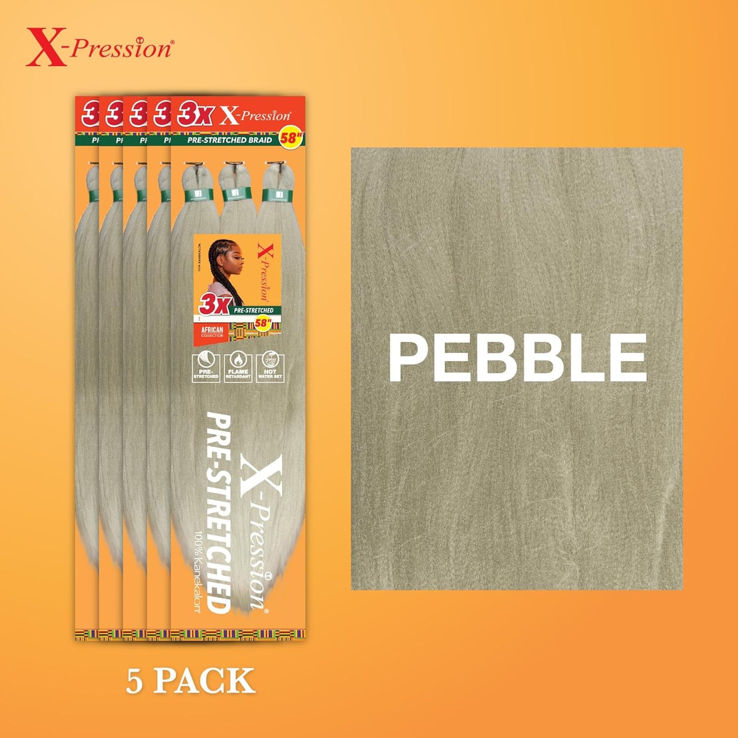 X-Pression Prestretched Braiding Hair - 3X Braid 58 Inch All Kanekalon Flame Ret