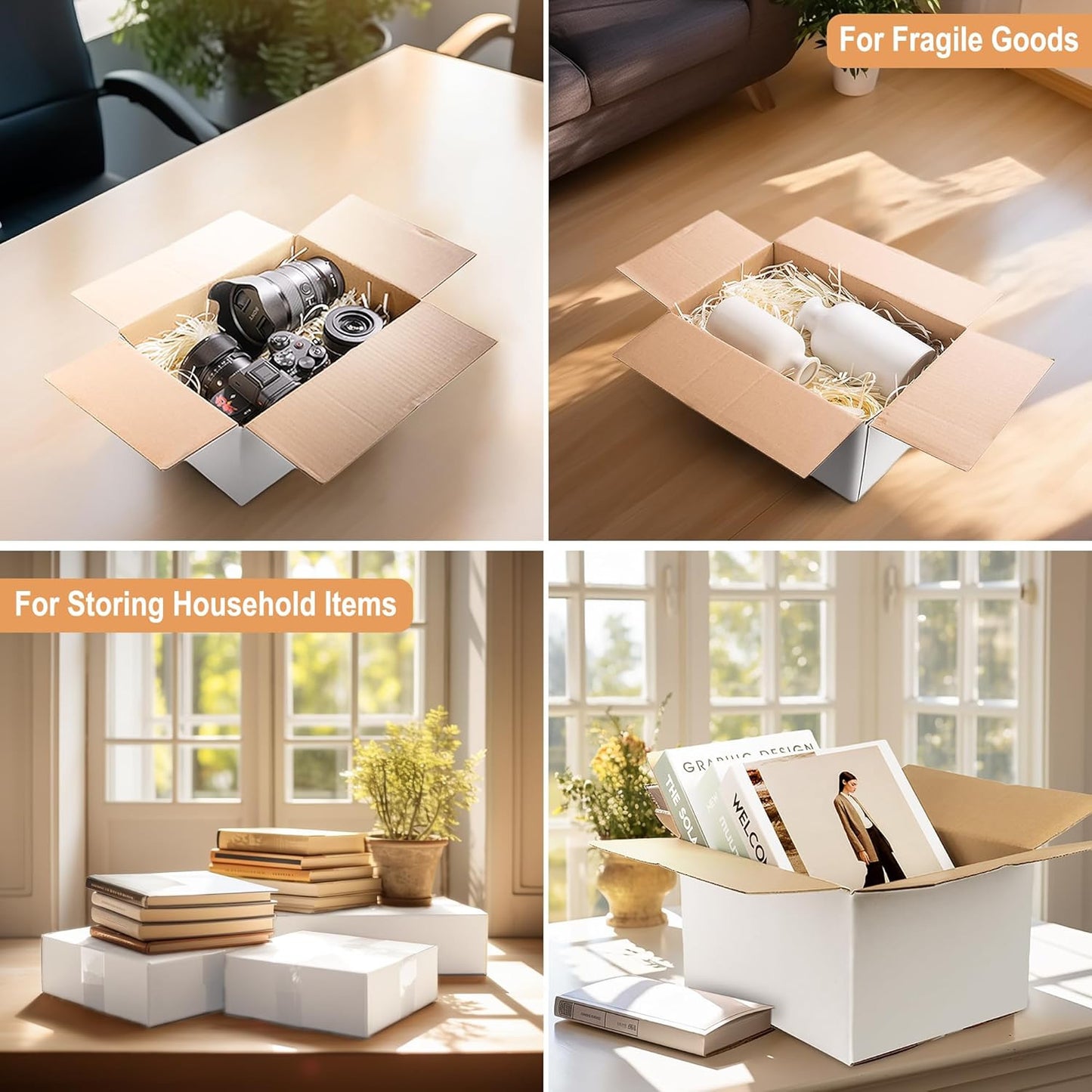 10 Pack 10X7X5 White Cardboard Shipping Boxes, Medium Mailing Boxes for Small Bu