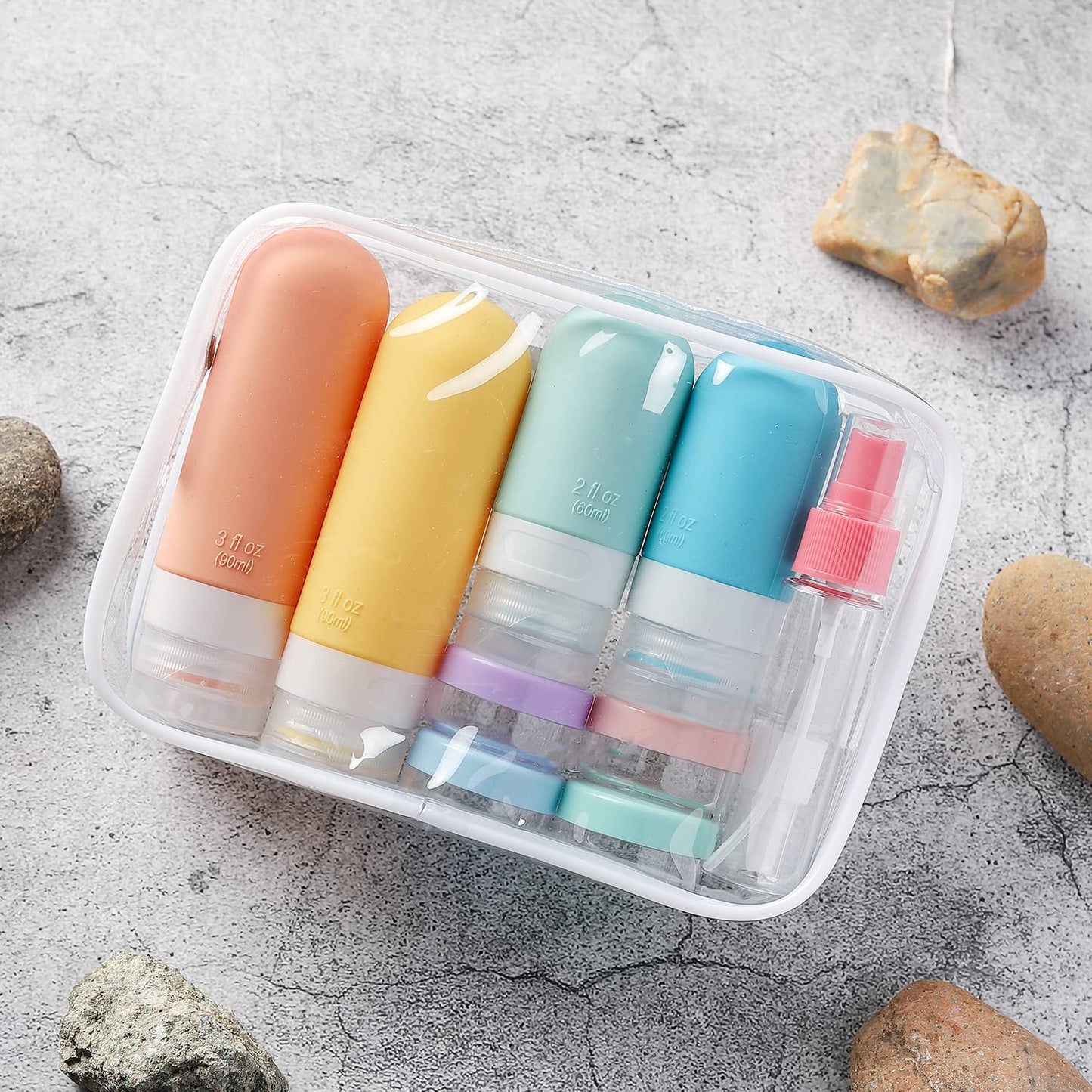 16 Pack Travel Bottles Set - TSA Approved Leak Proof Silicone Squeezable Contain