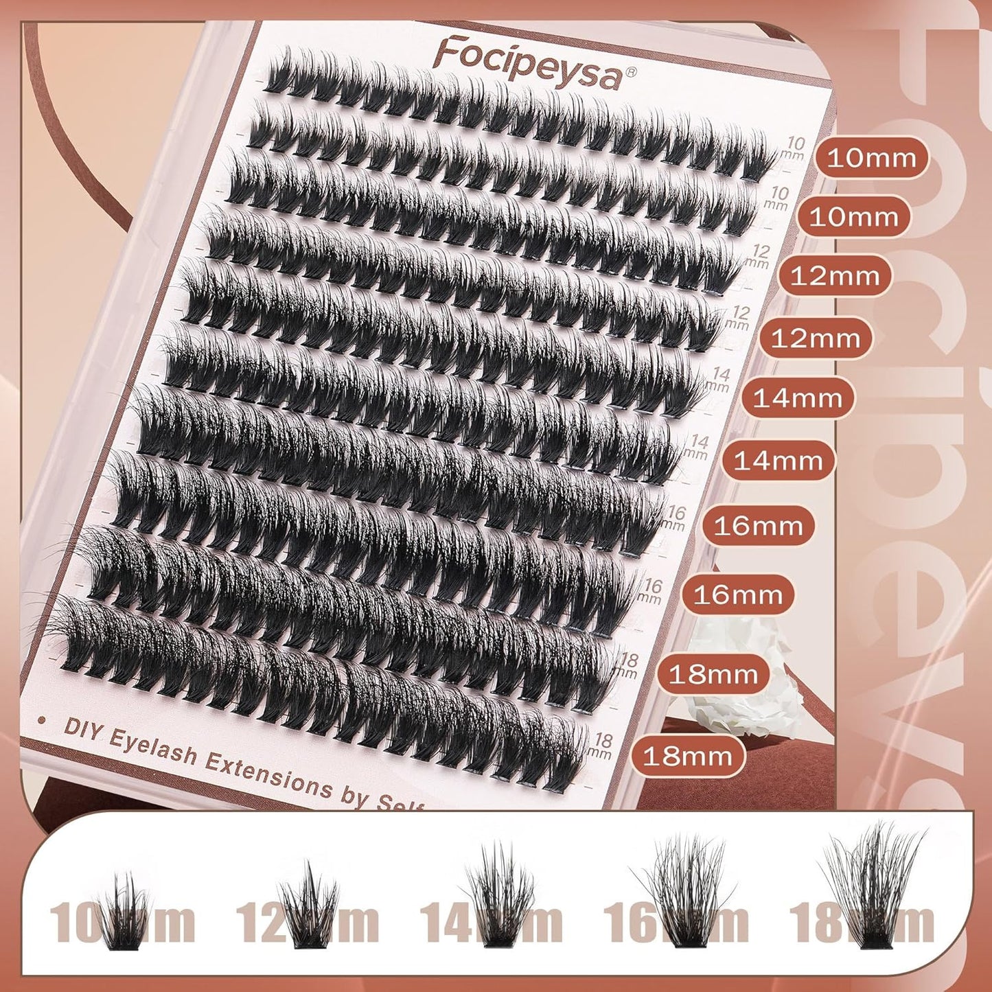 Volume Lash Clusters Kit D Curl Lashes Extensions Thick Volume Eyelash Clusters