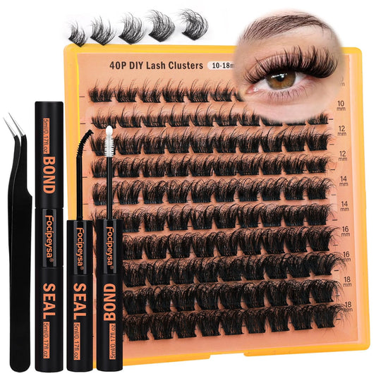 Thick Lash Extension Kit Full Volume Lash Clusters 40P Eyelash Extension Kit DIY