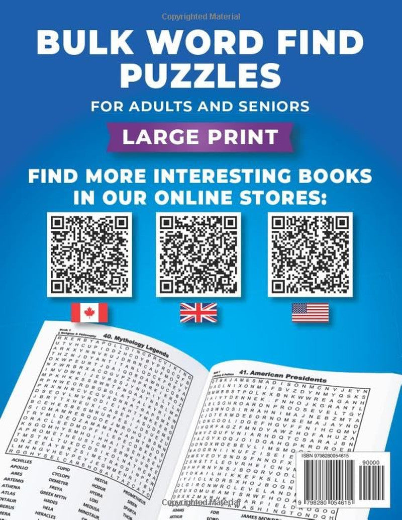 4 in 1 HUGE Word Search Books for Adults: Large Print Word Find Puzzles for Seni