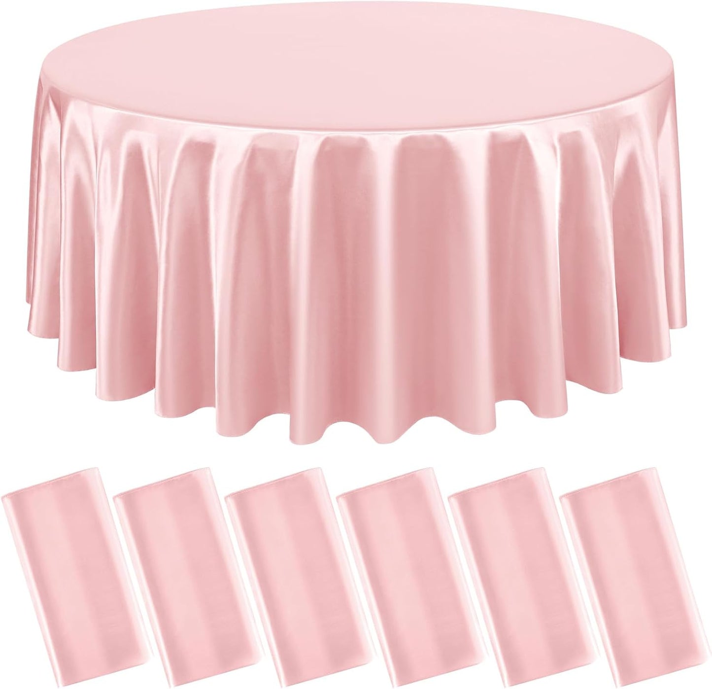 6 Packs Satin Tablecloth 120 Inch Rose Gold round Table Cloth Silk Tablecloth Sm