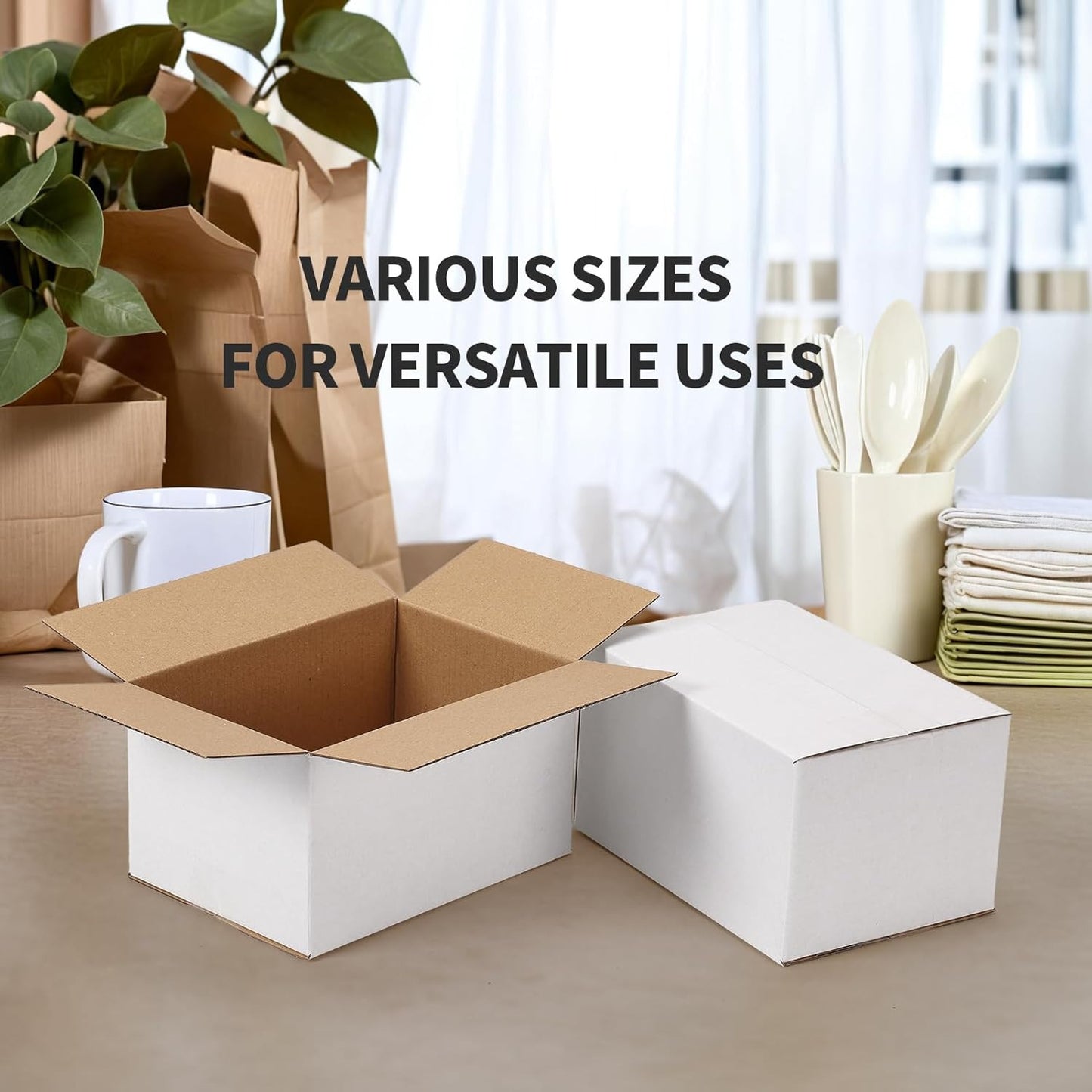7X5X4 Shipping Boxes Set of 40, Kraft Corrugated Cardboard White Box Small Busin