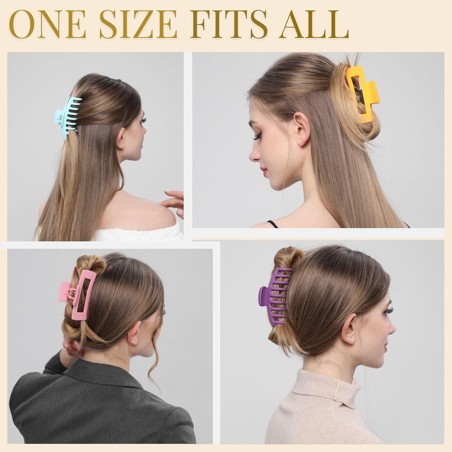 8 Pack Colorful Hair Clips for Women 4.3 Inch Large Hair Claw Clips for Women Th