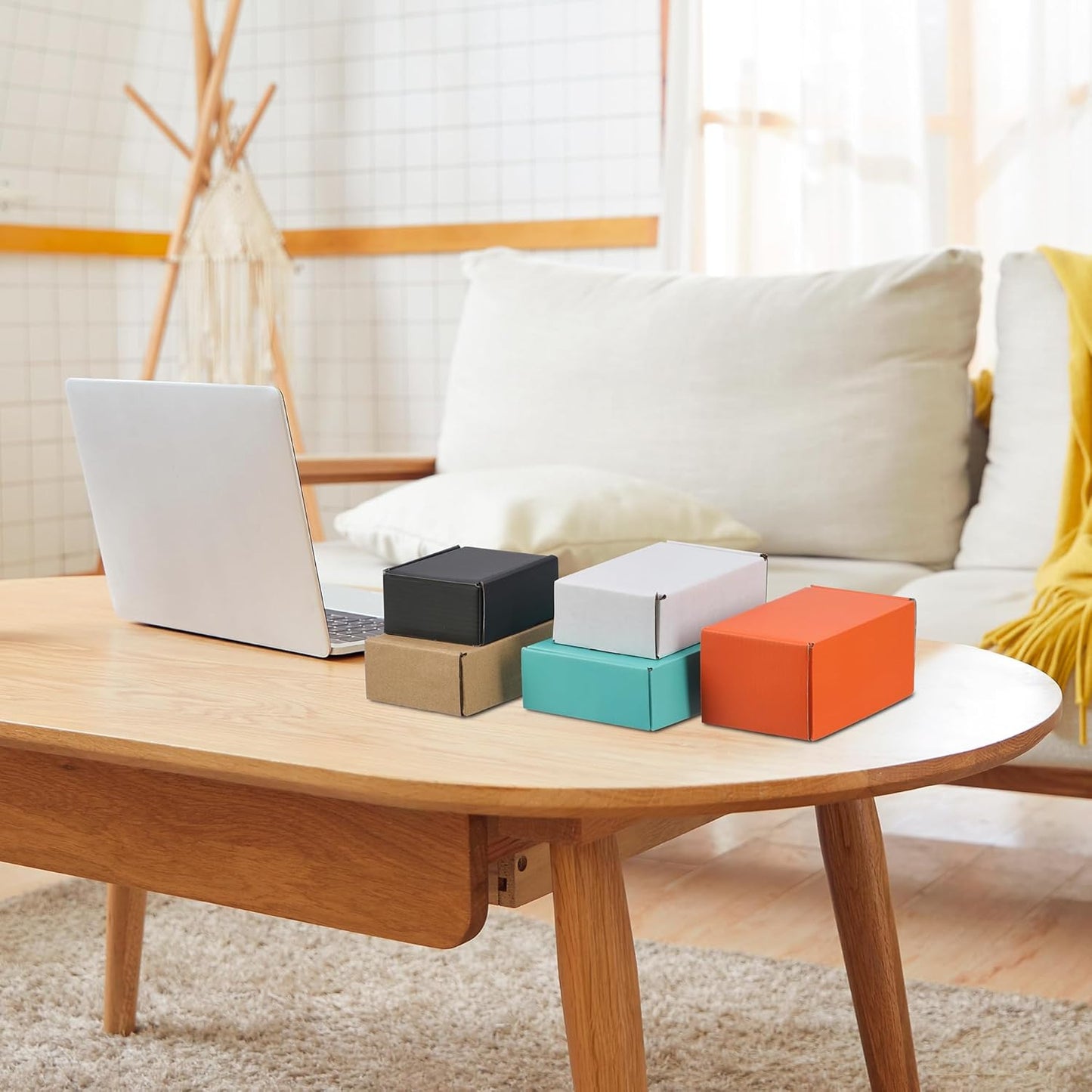 50 Pack 7X5X2 Inches Shipping Boxes, Kraft Corrugated Small Cardboard Boxes Mail
