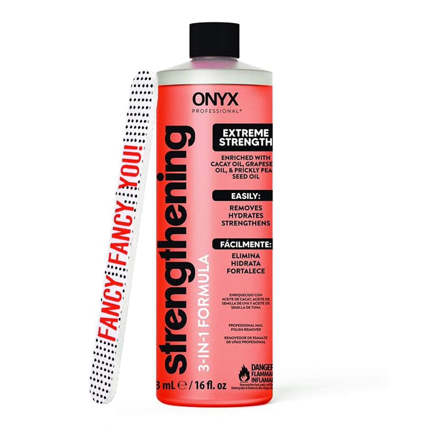 3-In-1 Strengthening Nail Polish Remover with 7 Inch Nail File, 16 Fl Oz - Remov