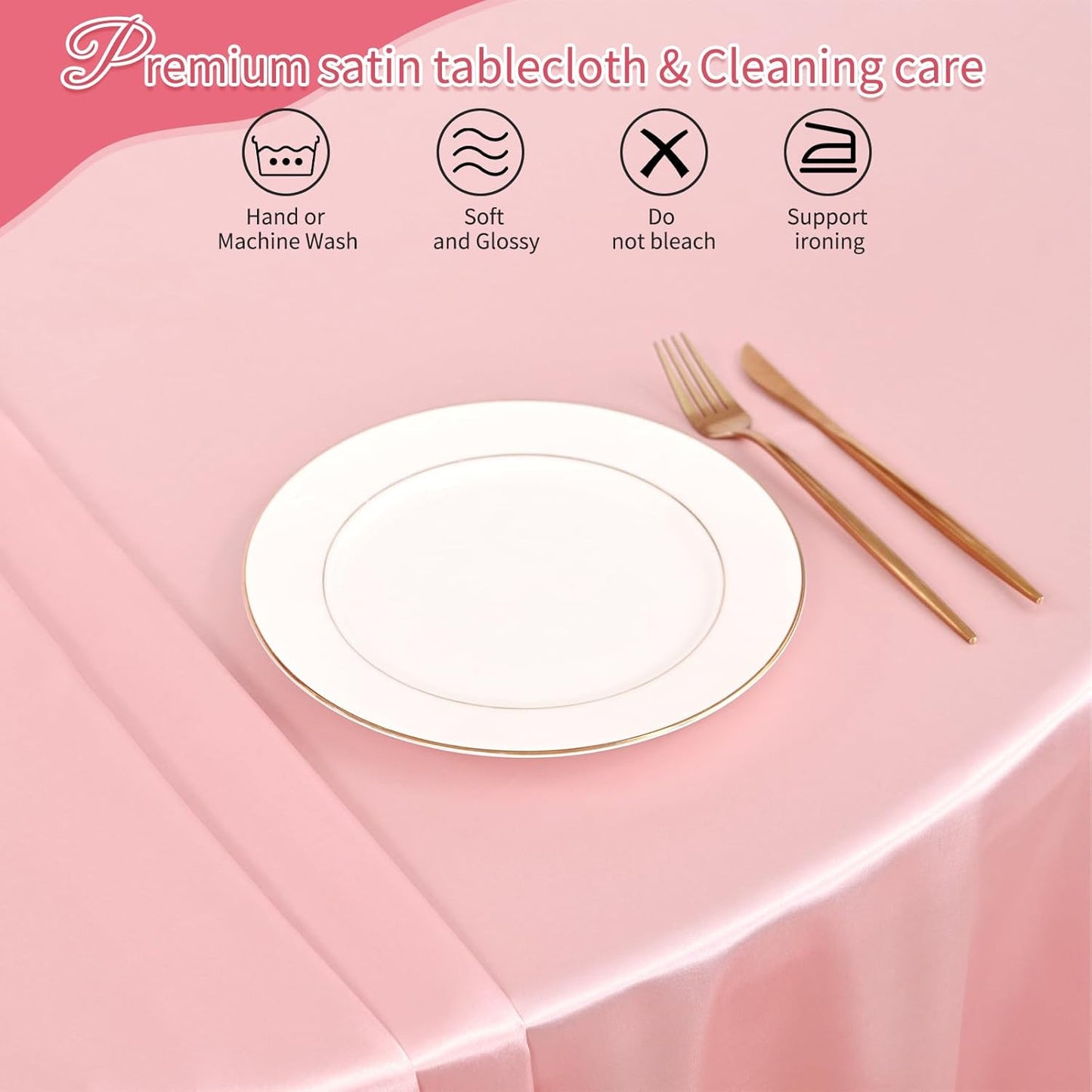 6 Packs Satin Tablecloth 120 Inch Rose Gold round Tablecloths, Overlay Satin Tab