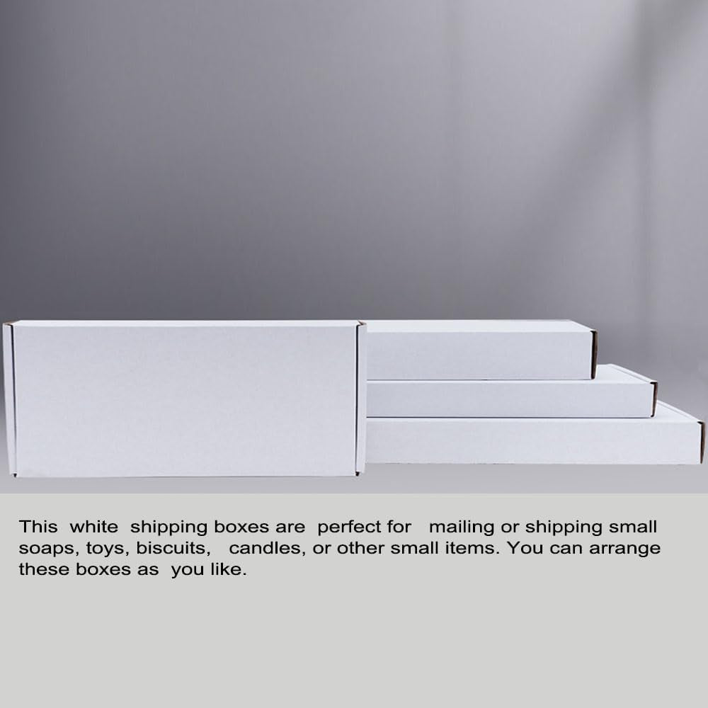 7X5X1.5 Inch White Shipping Boxes 50 Pack, Small Corrugated Cardboard Mailer Box