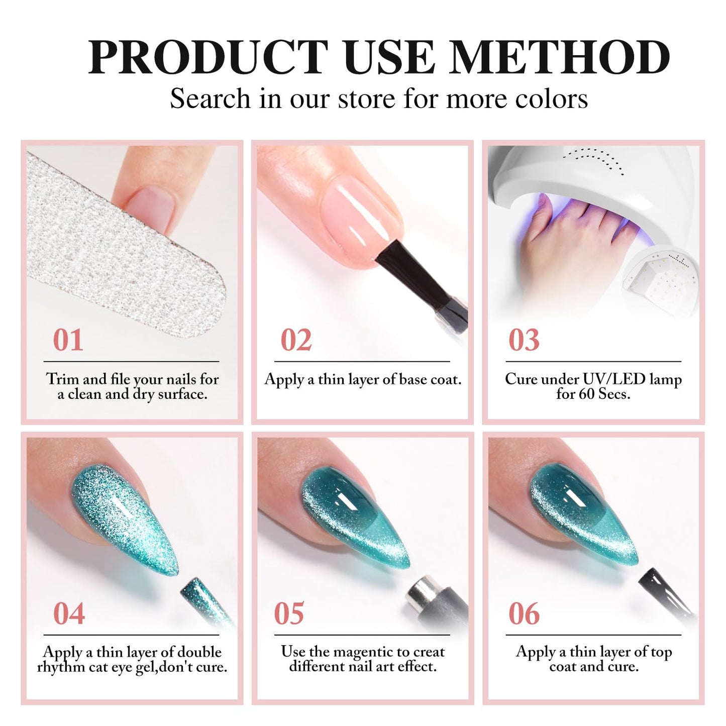 0.5 OZ Cat Eye Gel Polish with Magnet 15ML Holographic Glitter Shimmer Transluce