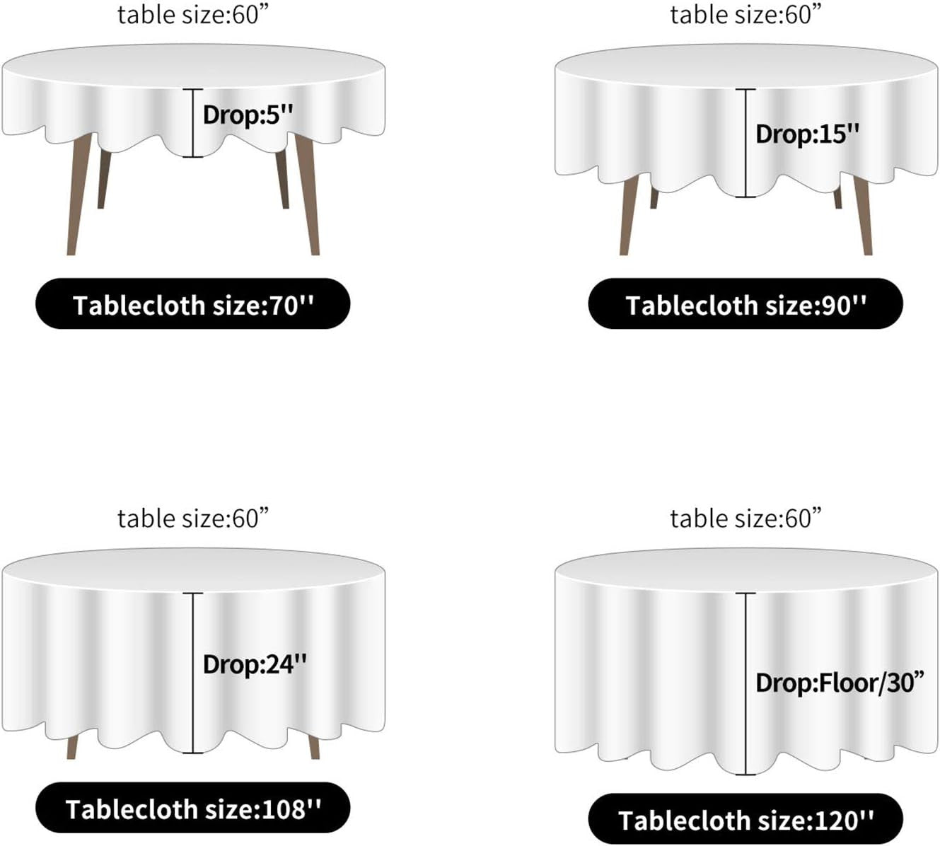 2Pack 120 Inch Gold round Tablecloth in Washable Polyester Fabric for Wedding/Ba
