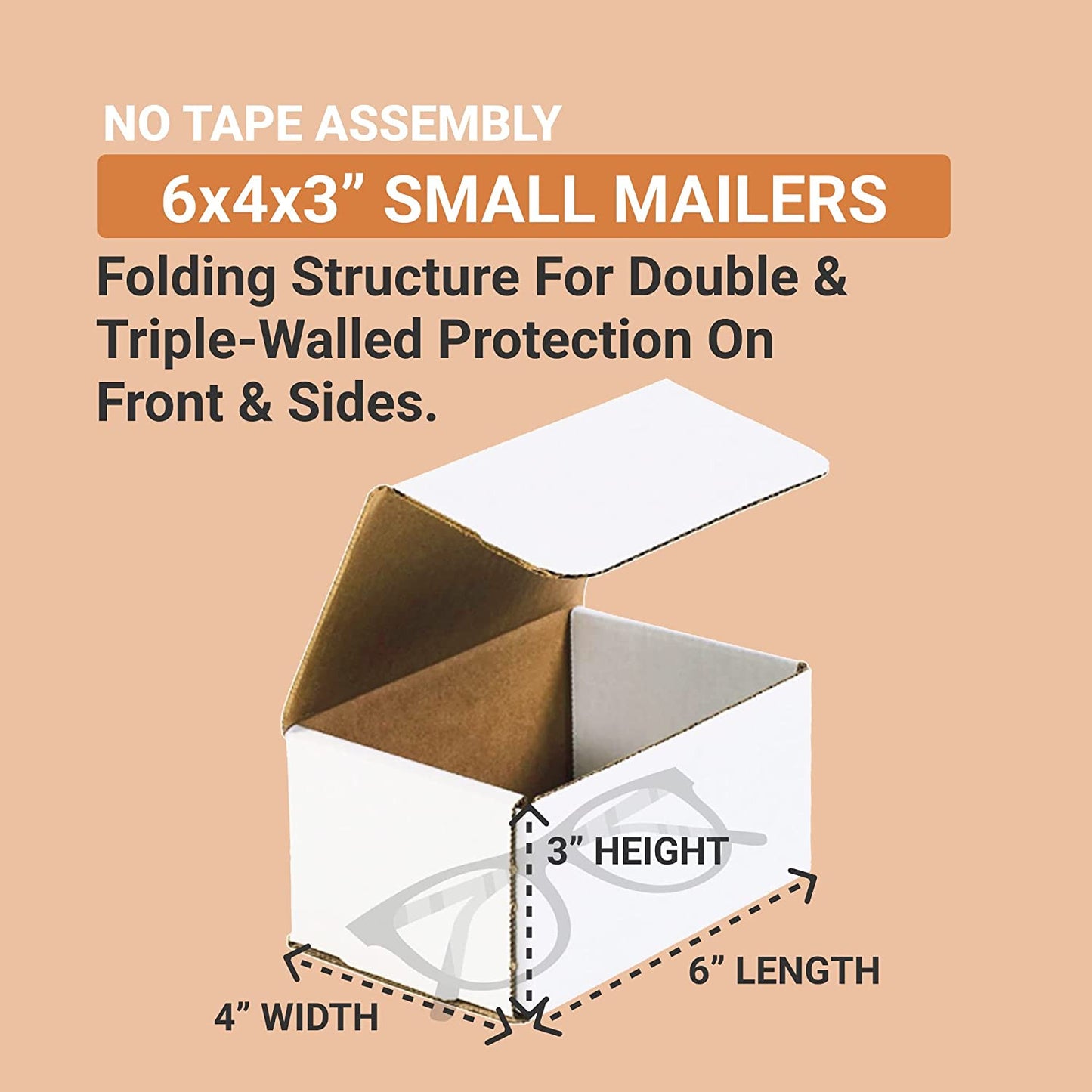 6X4X3 Shipping Boxes Small (50-Pack) Heavy Duty Corrugated Cardboard Boxes for P