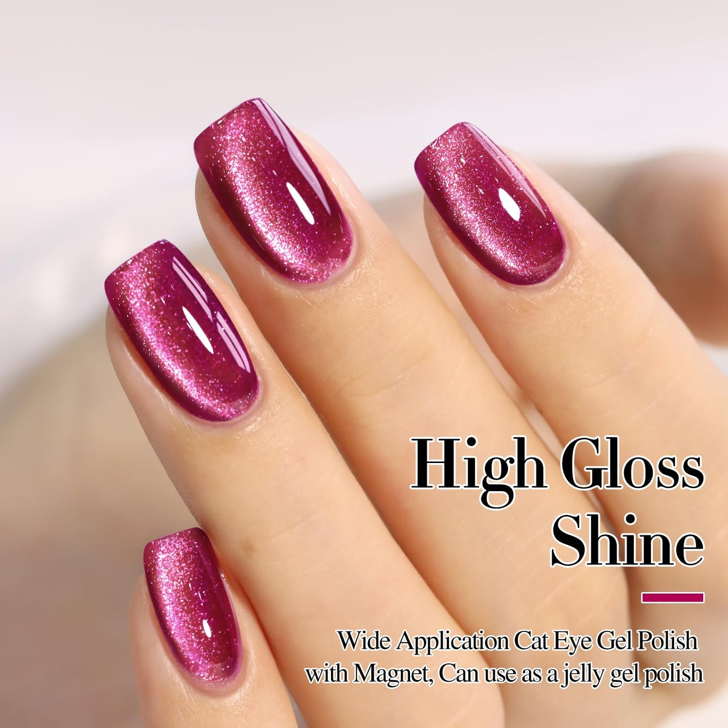0.5 OZ Cat Eye Gel Polish with Magnet 15ML Holographic Glitter Shimmer Transluce