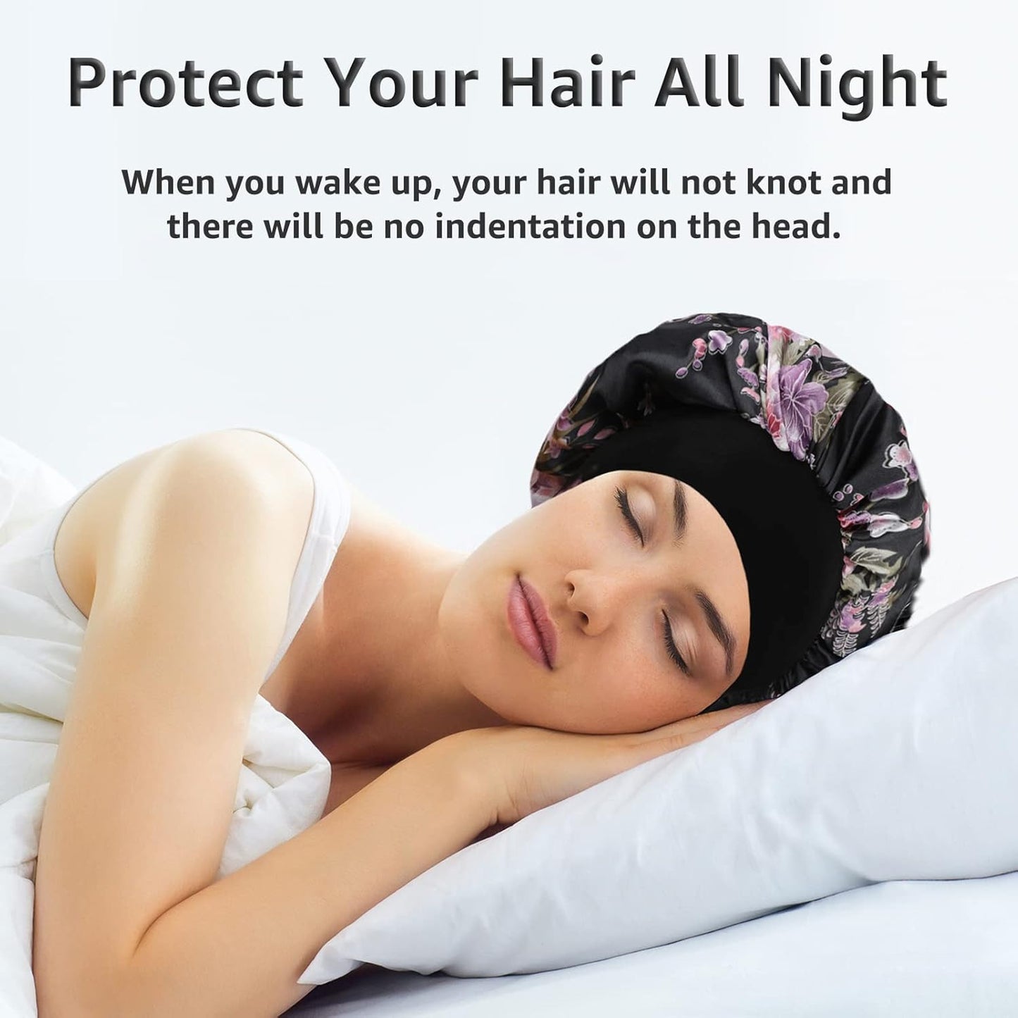 3 Pack Satin Bonnet Silk Hair Bonnet for Sleeping, Sleep Bonnets for Women Large
