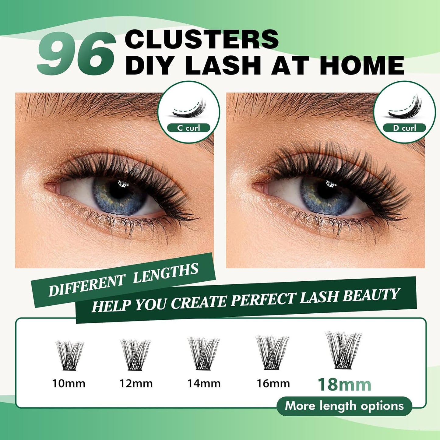 Volume Wispy Lash Extension 96Pcs Individual Lashes D Curl 14Mm Soft&Comfortable
