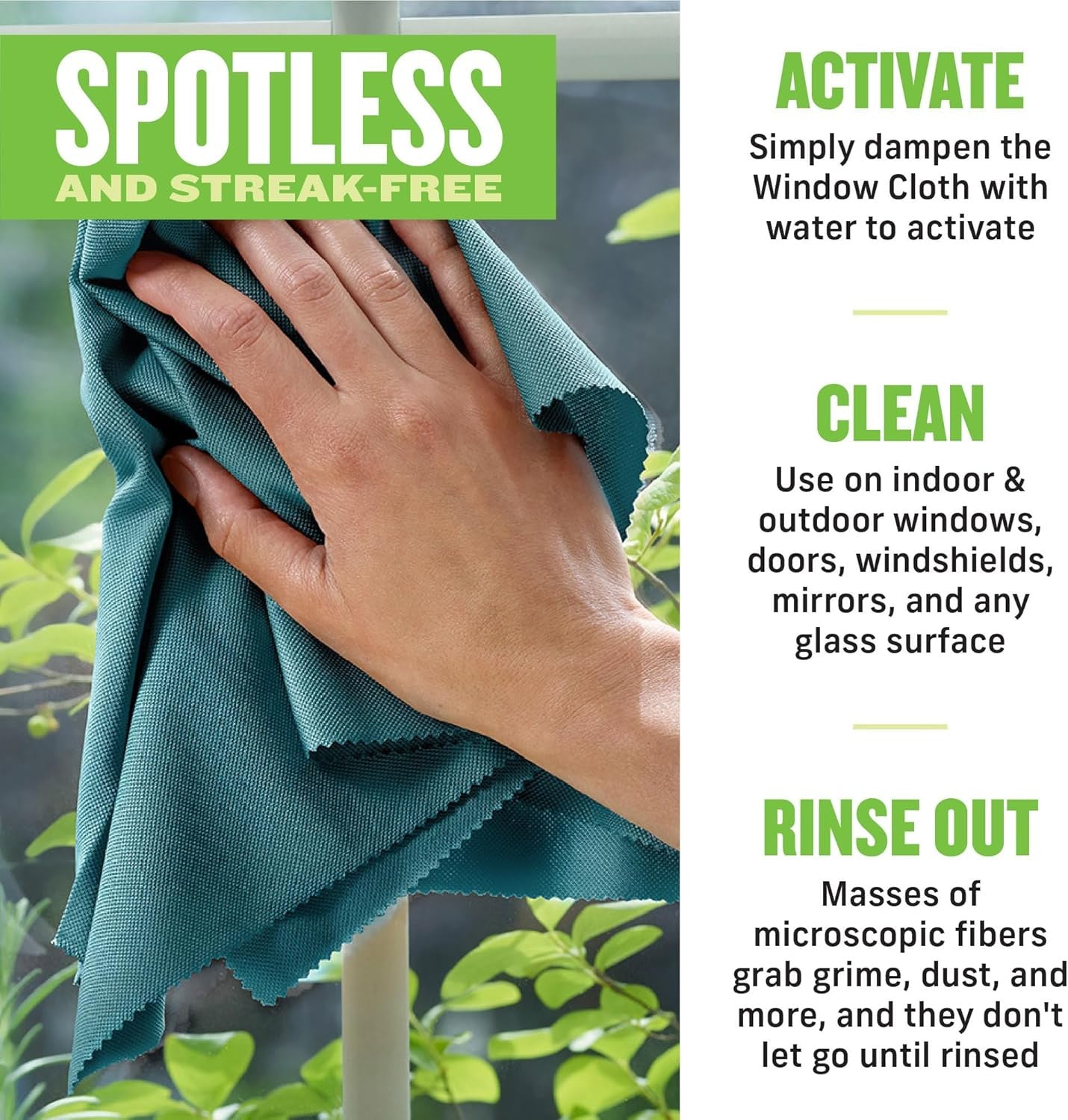 Window Cleaning Cloth - Eco Packaging - Glass Cleaning Cloth, Streak-Free Window