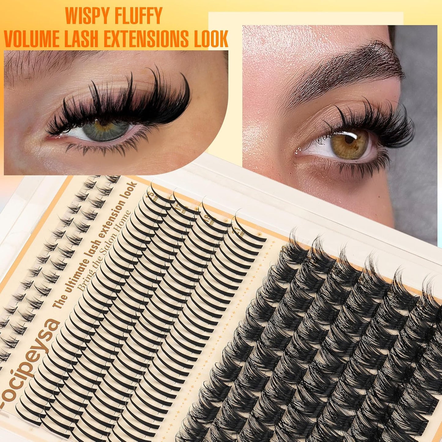 Volume Eyelash Clusters Kit with Spike Lash Cluster Bottom Individual Lash Exten