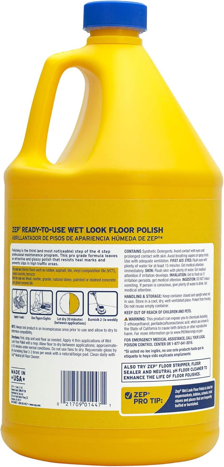 Wet-Look Floor Polish - 1 Gallon ZUWLFF128 - Long Lasting Shine