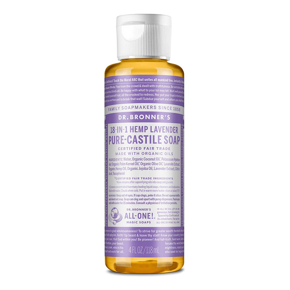 - Pure-Castile Liquid Soap (Lavender, 4 Ounce) - Made with Organic Oils, 18-In-1