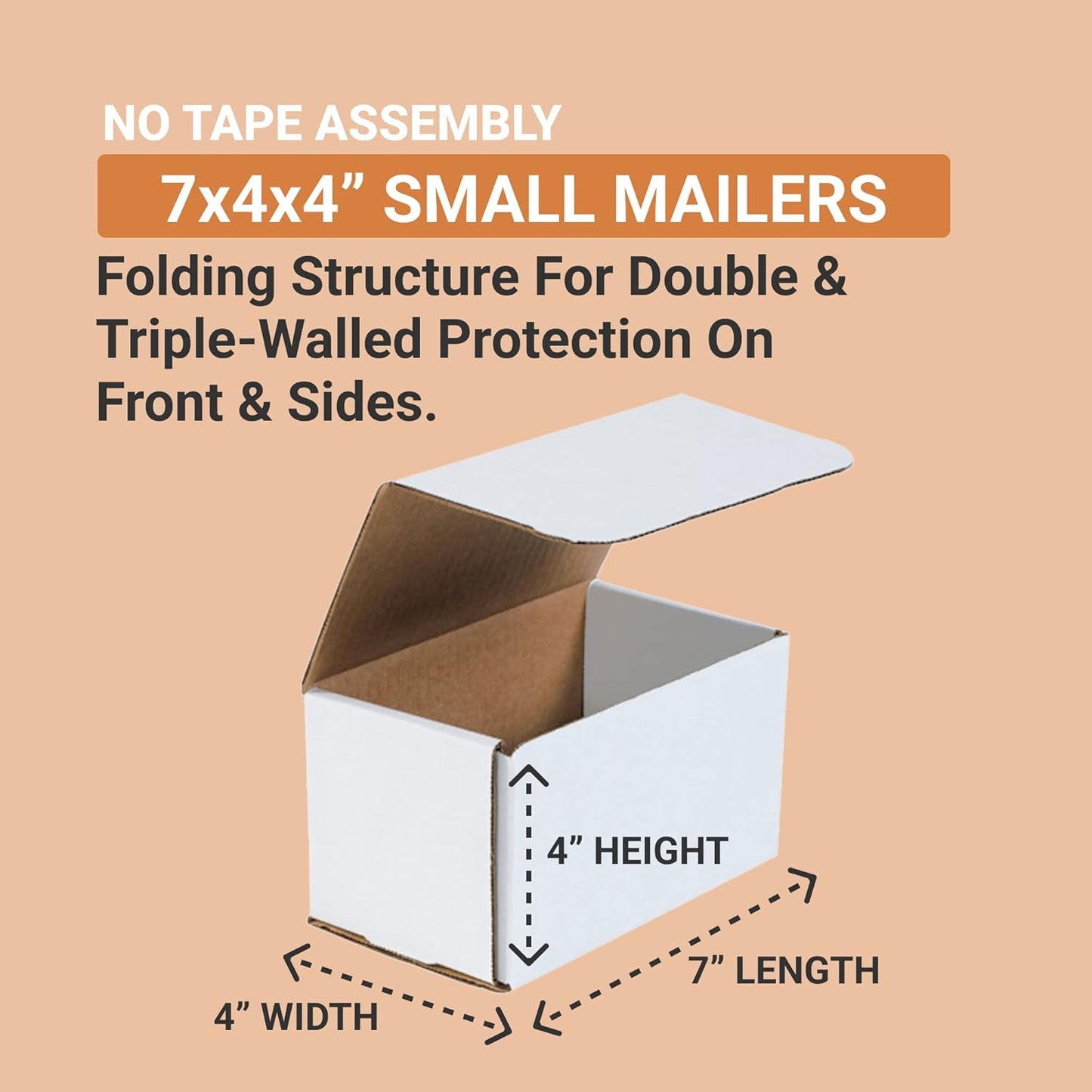 7X4X4 Shipping Boxes Small (50-Pack) Heavy Duty Corrugated Cardboard Boxes for P