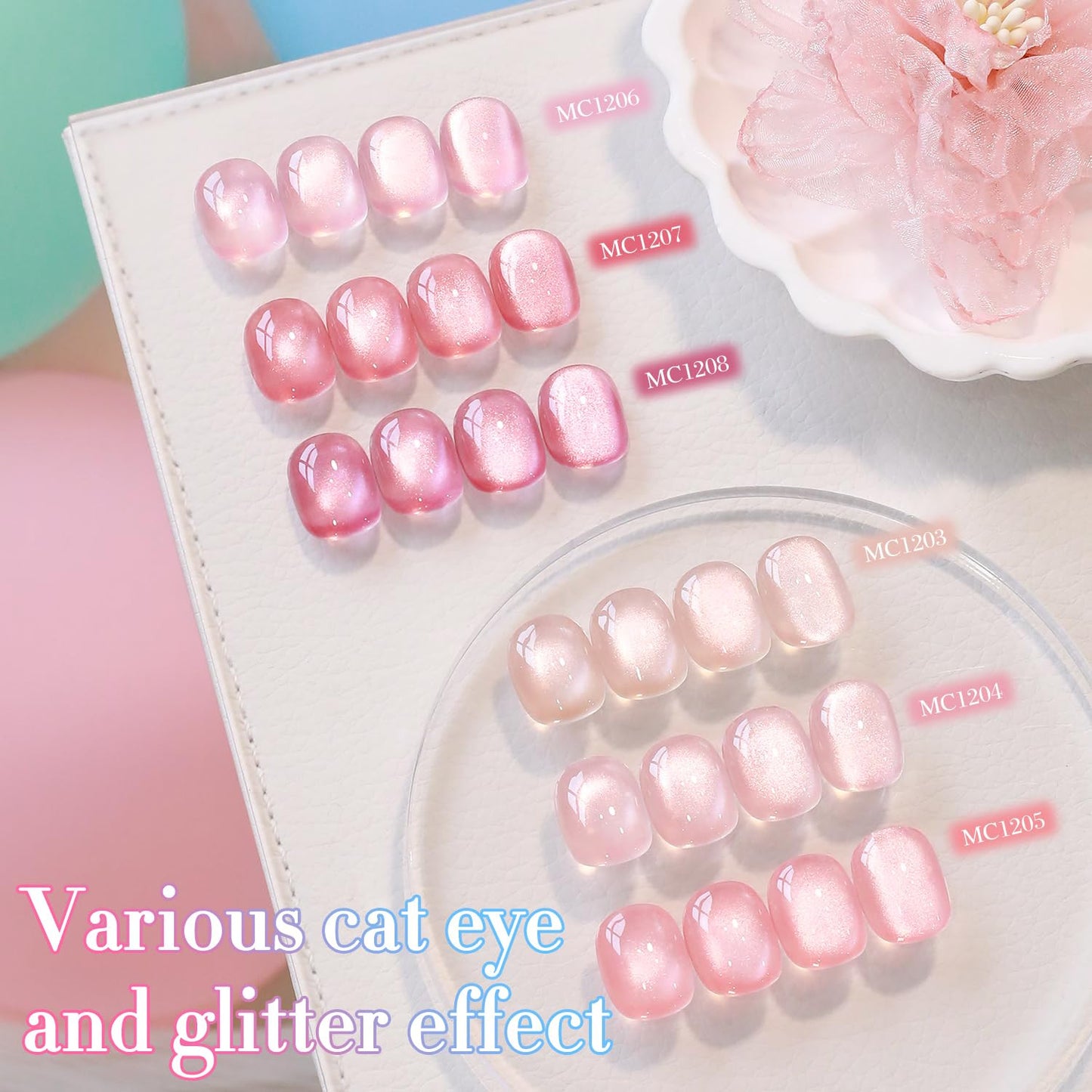 0.5 OZ Cat Eye Gel Polish with Magnet 15ML Holographic Glitter Shimmer Transluce
