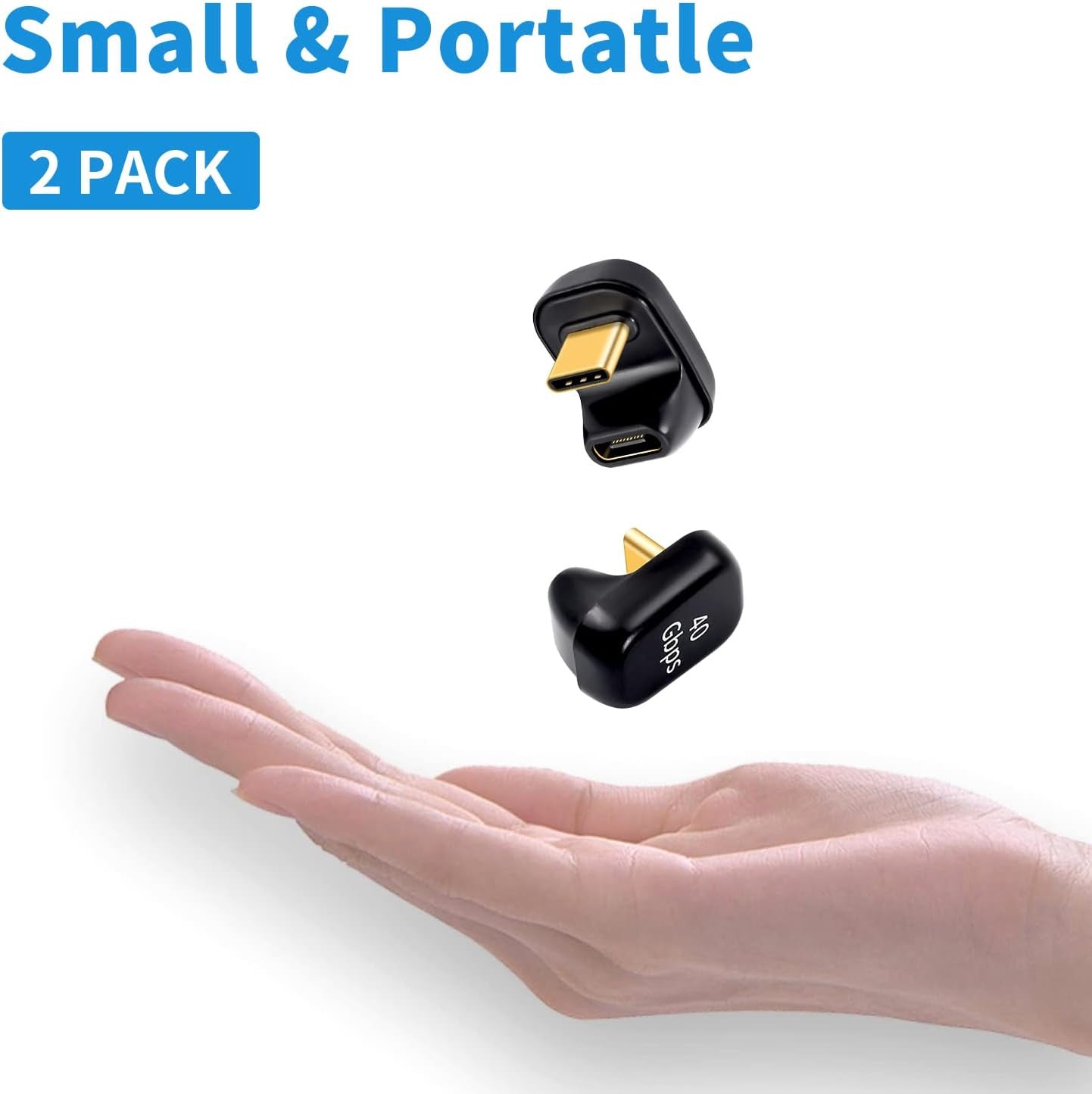 180 Degree USB C Adapter 40Gbps, 100W, 8K@60Hz, USB C Female to Male Extender Ad