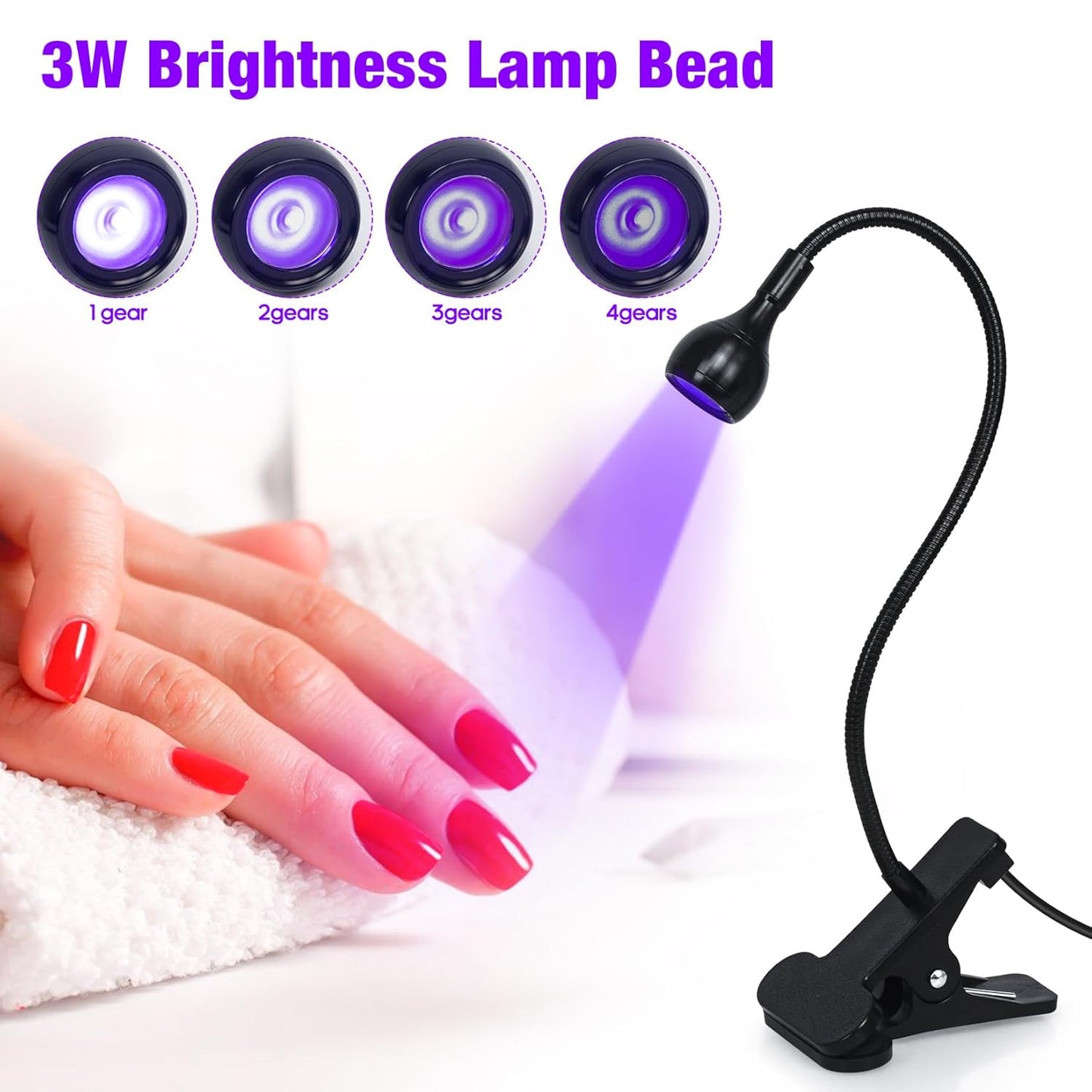 UV LED Nail Lamp with UV Protection Gloves, 3W LED Nail Manicure Dryer Curing Li