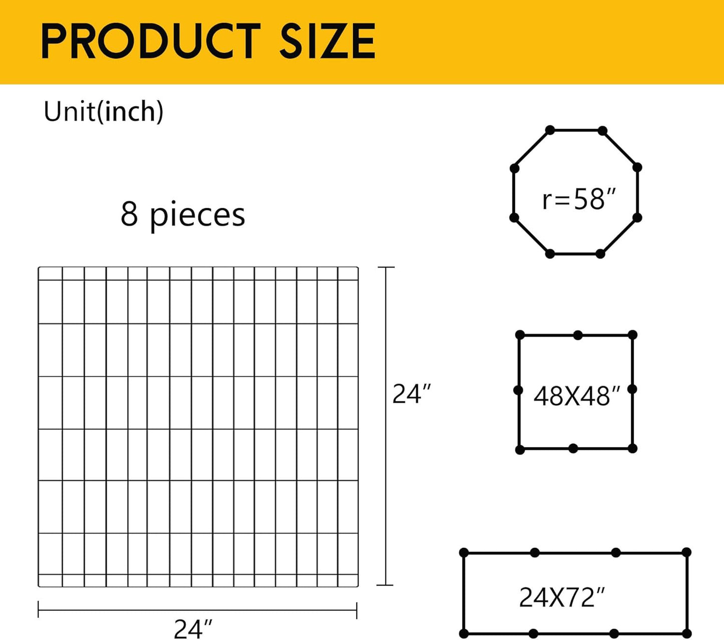 24 Inch Dog Pen 8 Panel Dog Playpen Indoor Outdoor Metal Puppy Pet Fence Portabl