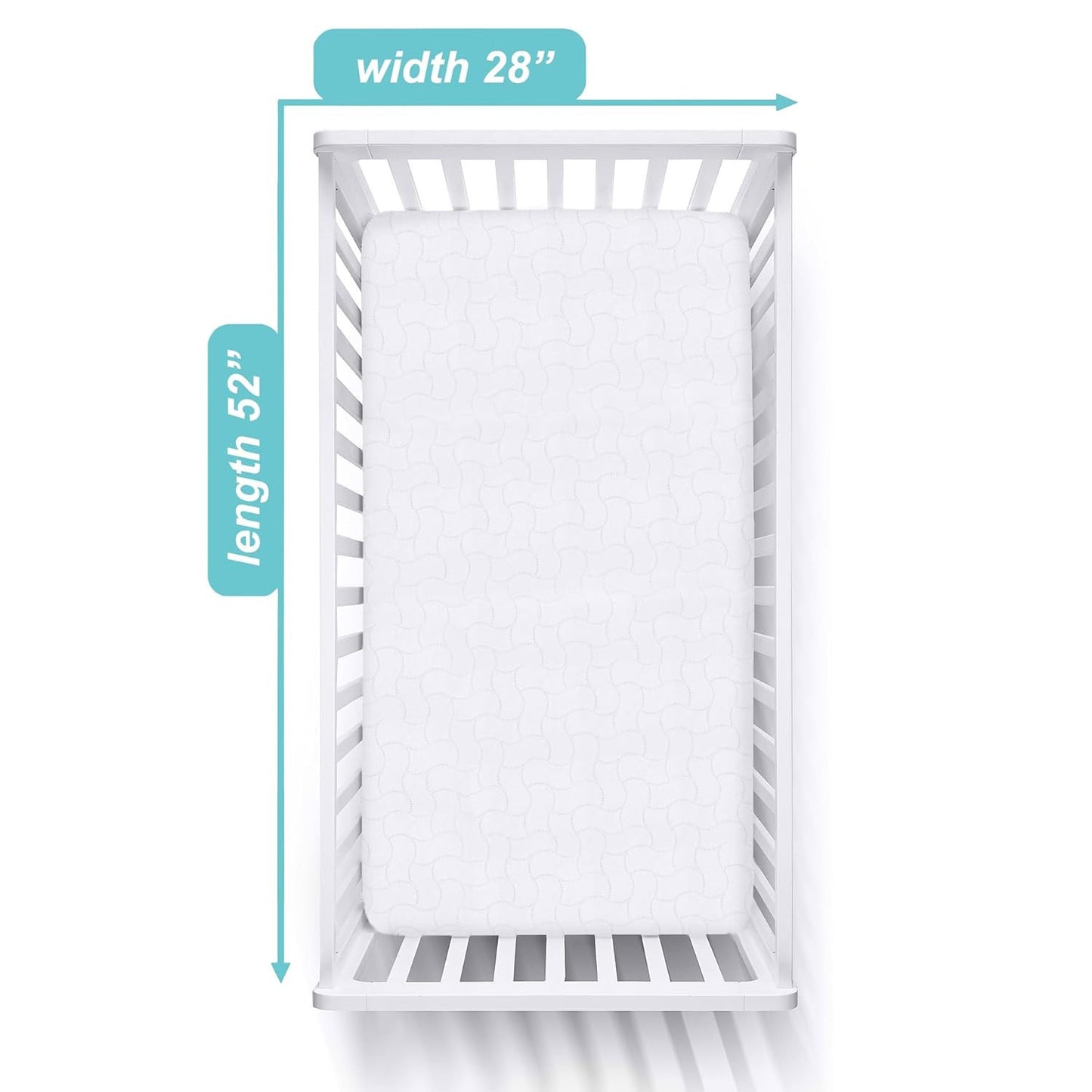 Waterproof Fitted Crib Mattress Protector 52" X 28" - Quilted, Noiseless, Soft &
