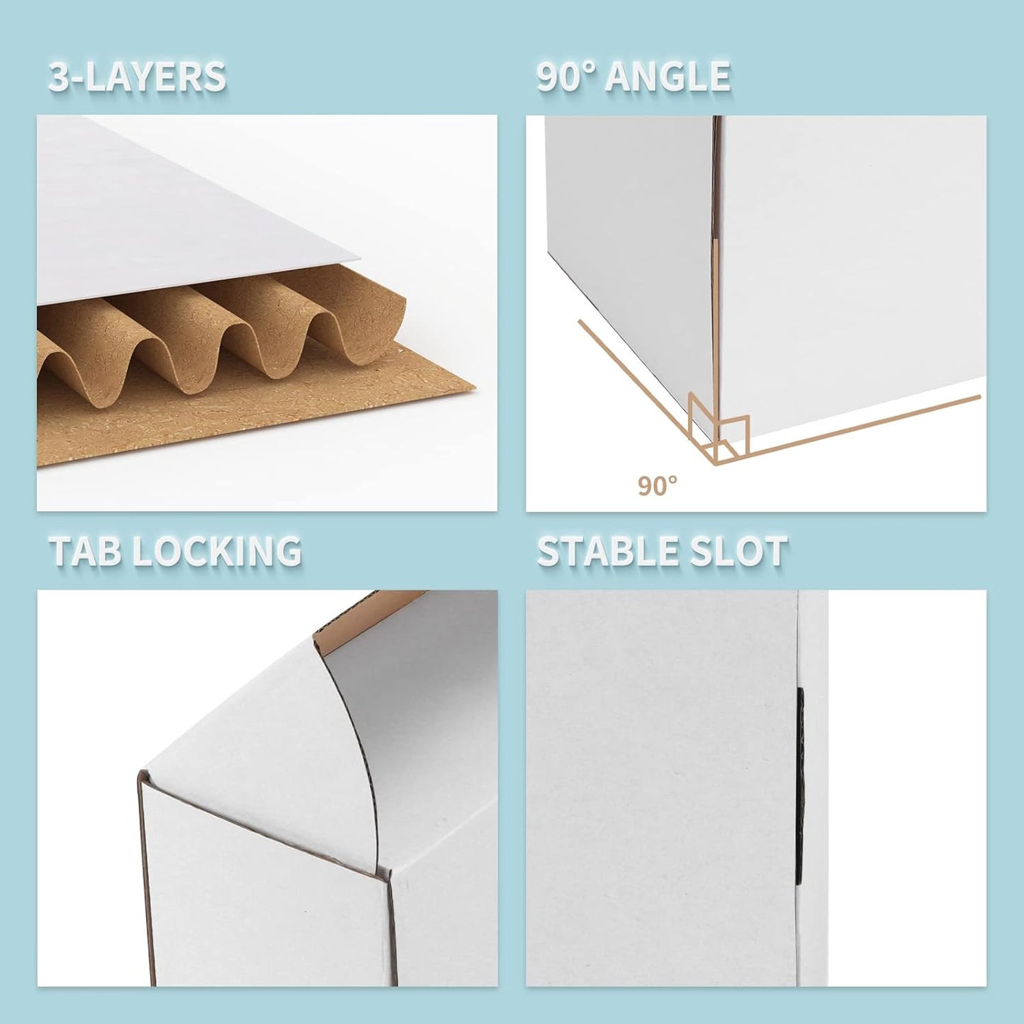 50 Pack 7X5X4 Shipping Boxes for Small Business Packing, White Corrugated Cardbo