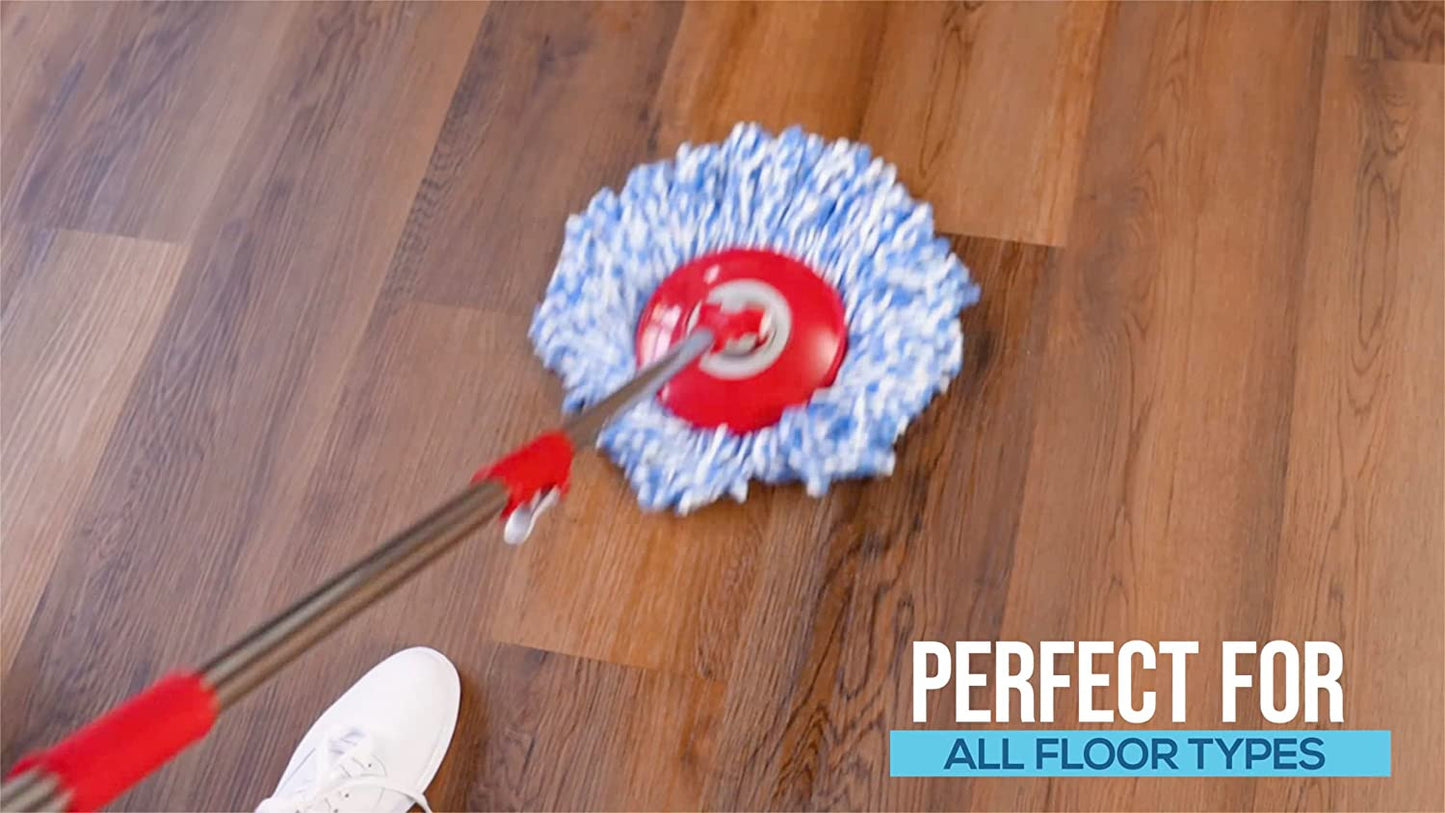 79349 Spin Mop Cleaning System with 3 Microfiber Mop Heads, Red/Gray,Red/Black