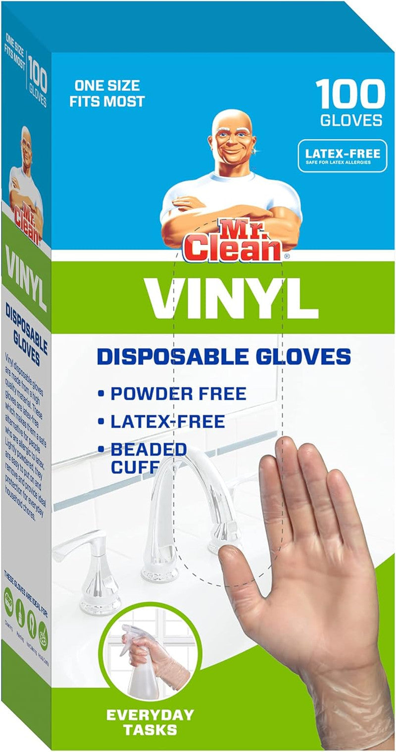 Vinyl Disposable Gloves, 100 Count