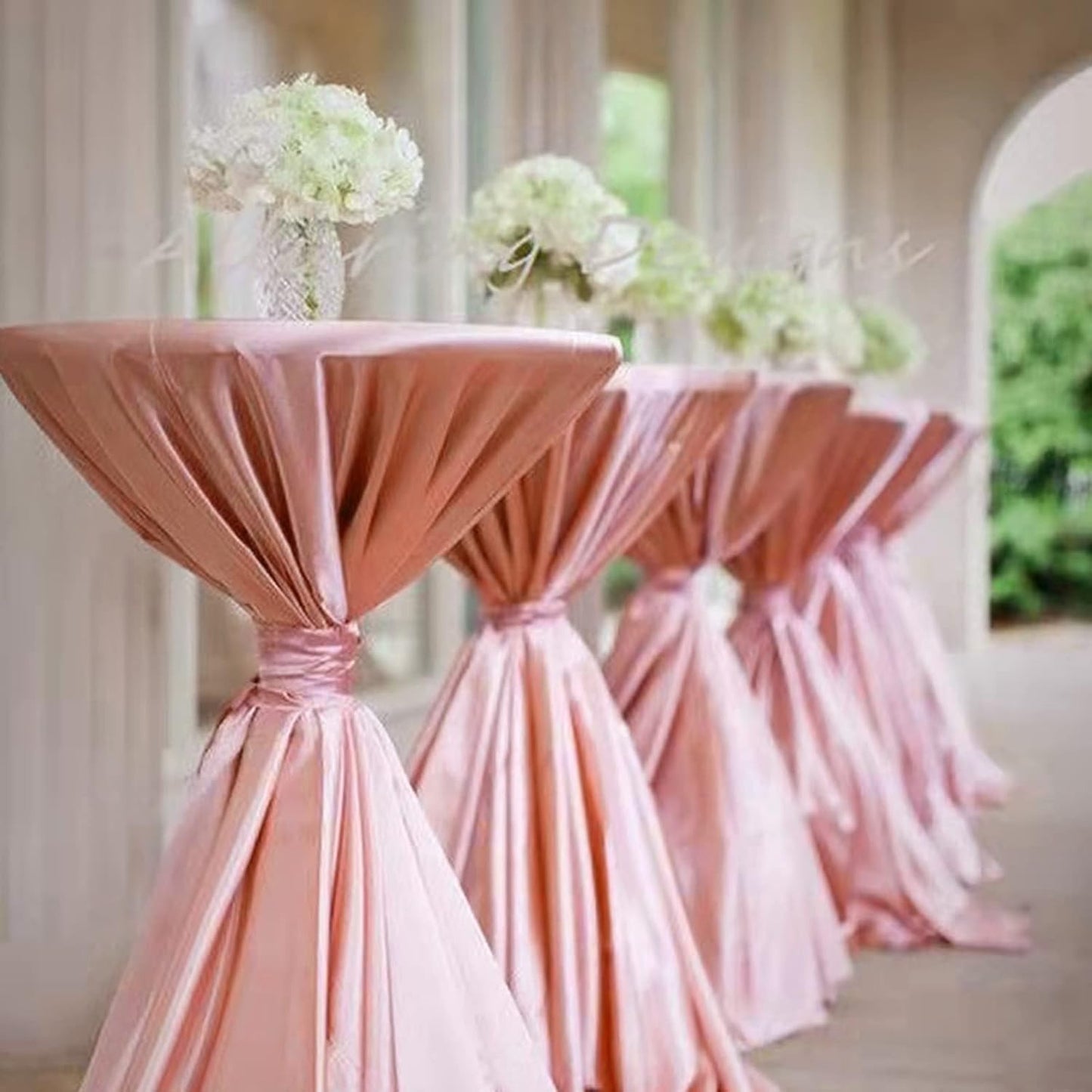 6 Pack 120 Inch Rose Gold round Tablecloth - Premium Silky Satin Tablecloth Over
