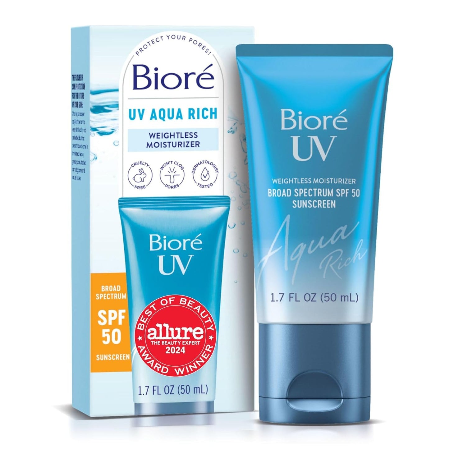 UV Aqua Rich Daily Hydrating Facial Moisturizer with SPF 50 | Oil Free Sunscreen