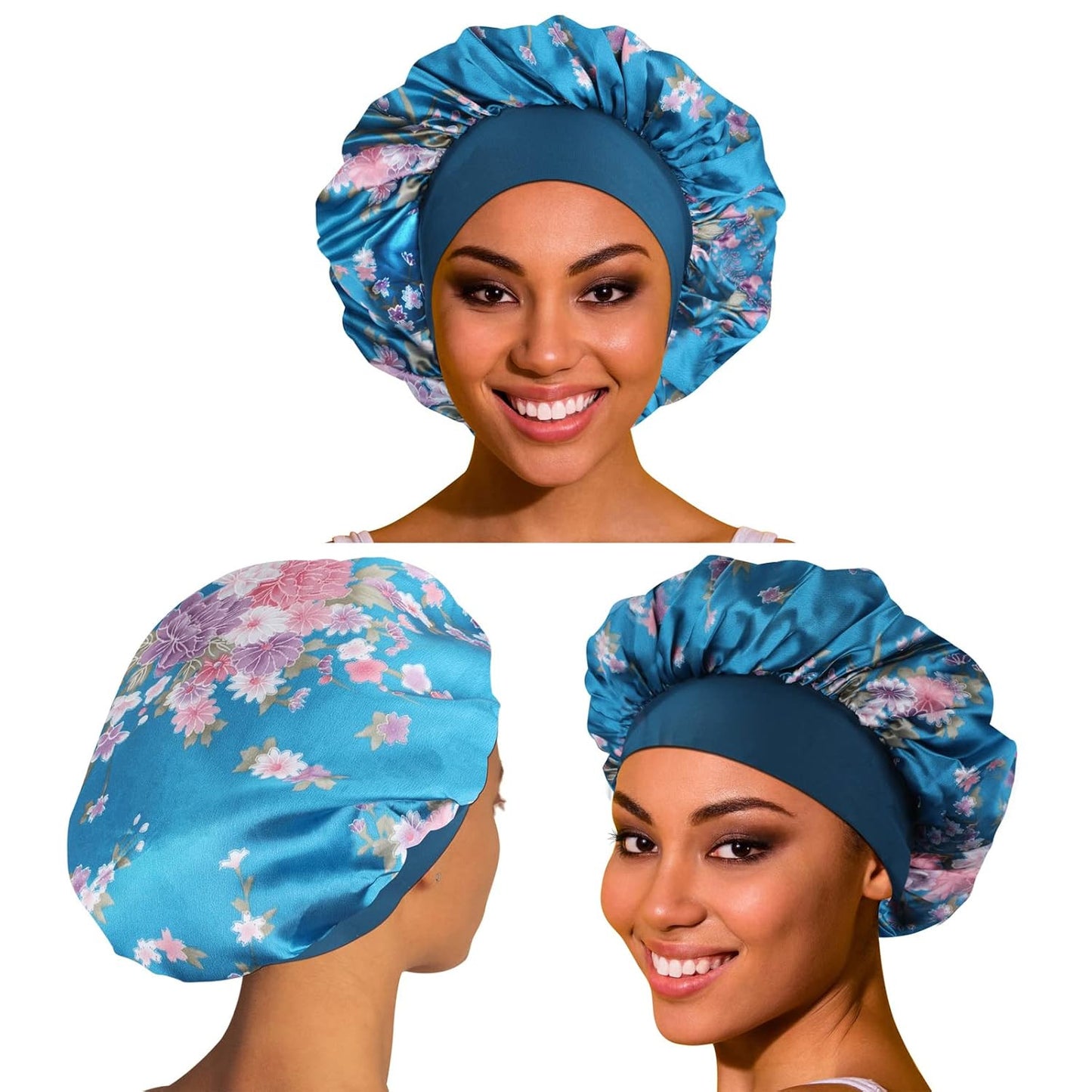 3 Pack Satin Bonnet Silk Hair Bonnet for Sleeping, Sleep Bonnets for Women Large