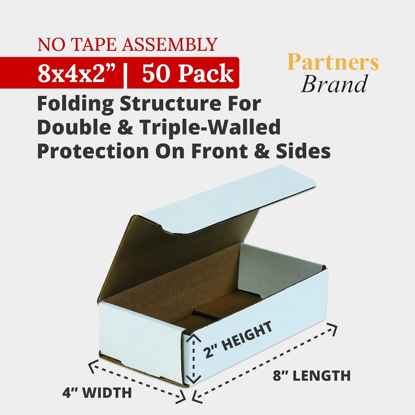 8X4X2 Corrugated Cardboard Boxes, 8"L X 4"W X 2"H, Pack of 50 | Shipping, Packag