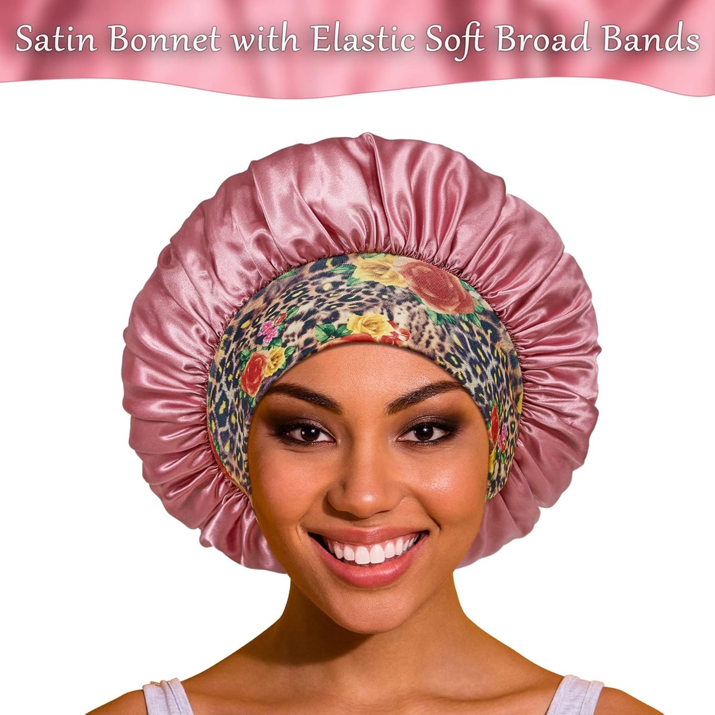 3 Pack Satin Bonnet Silk Hair Bonnet for Sleeping, Sleep Bonnets for Women Large