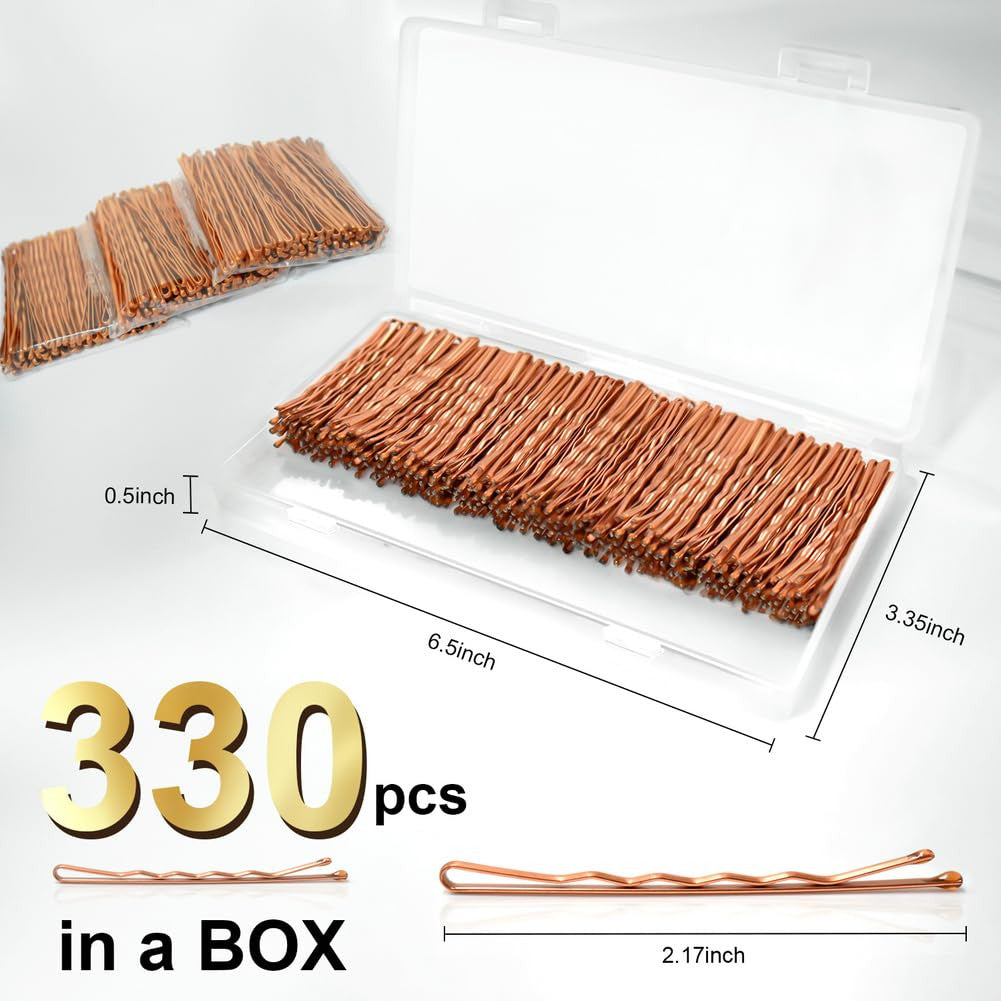 330 PCS Rose Gold Bobby Pins for Women Girls, 2.17 Inch Long Super Grip Blonde