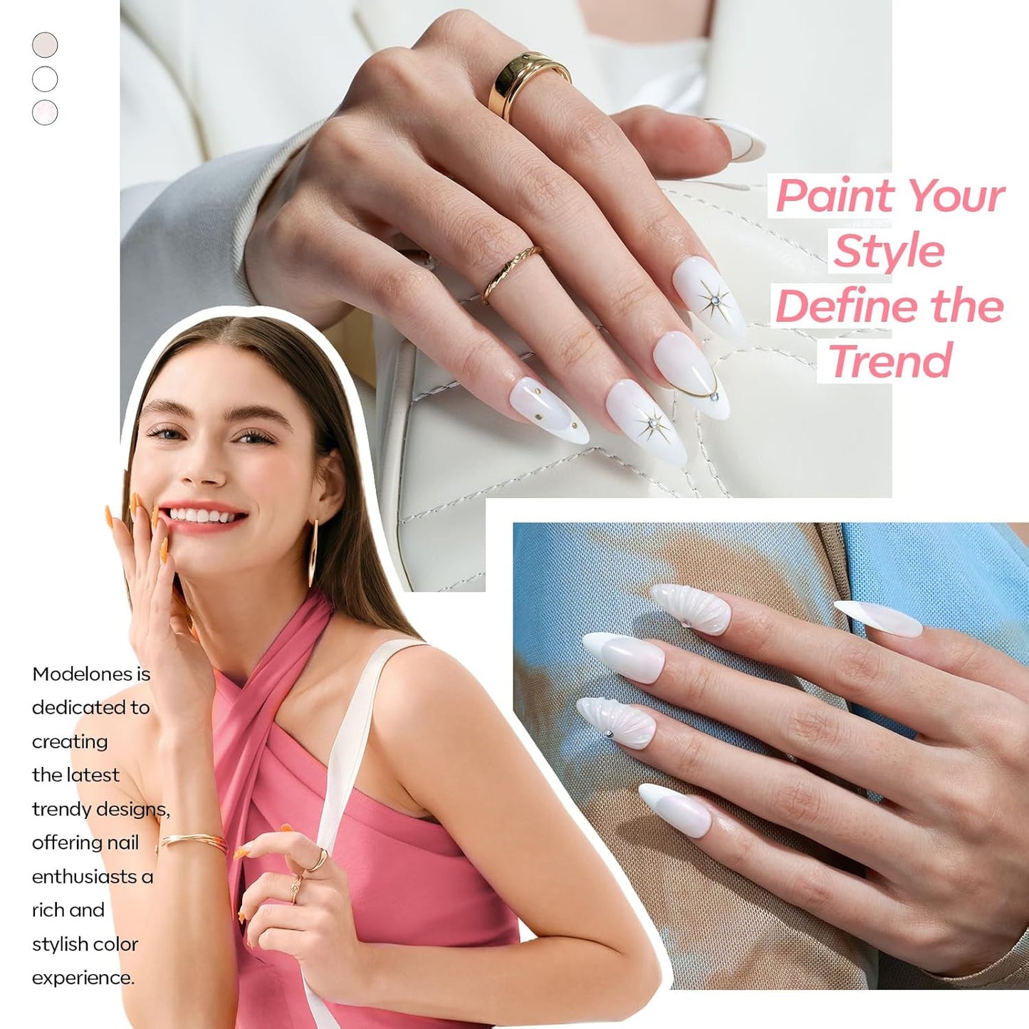 White Gel Nail Polish, 6 Colors Milky White Cat Eye Gel Polish Set with Magnet N