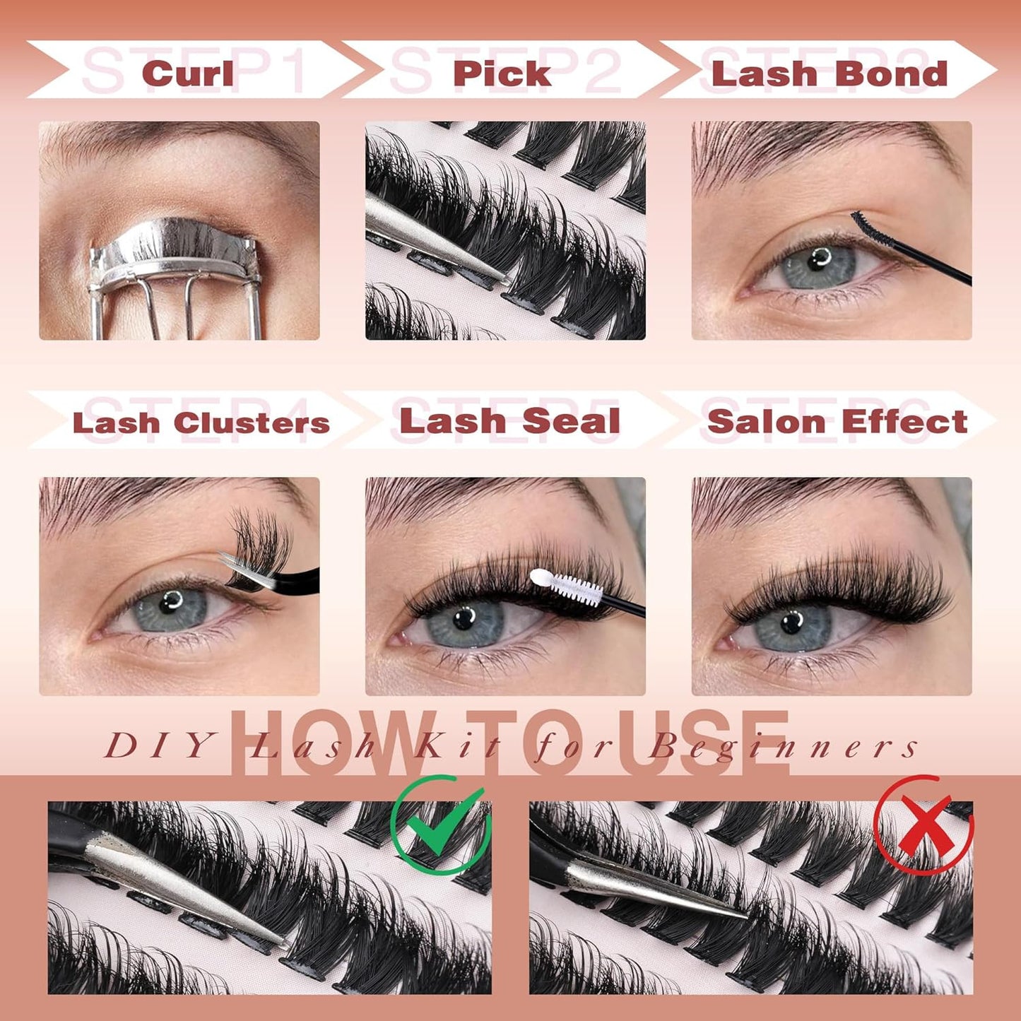 Volume Lash Clusters Kit D Curl Lashes Extensions Thick Volume Eyelash Clusters
