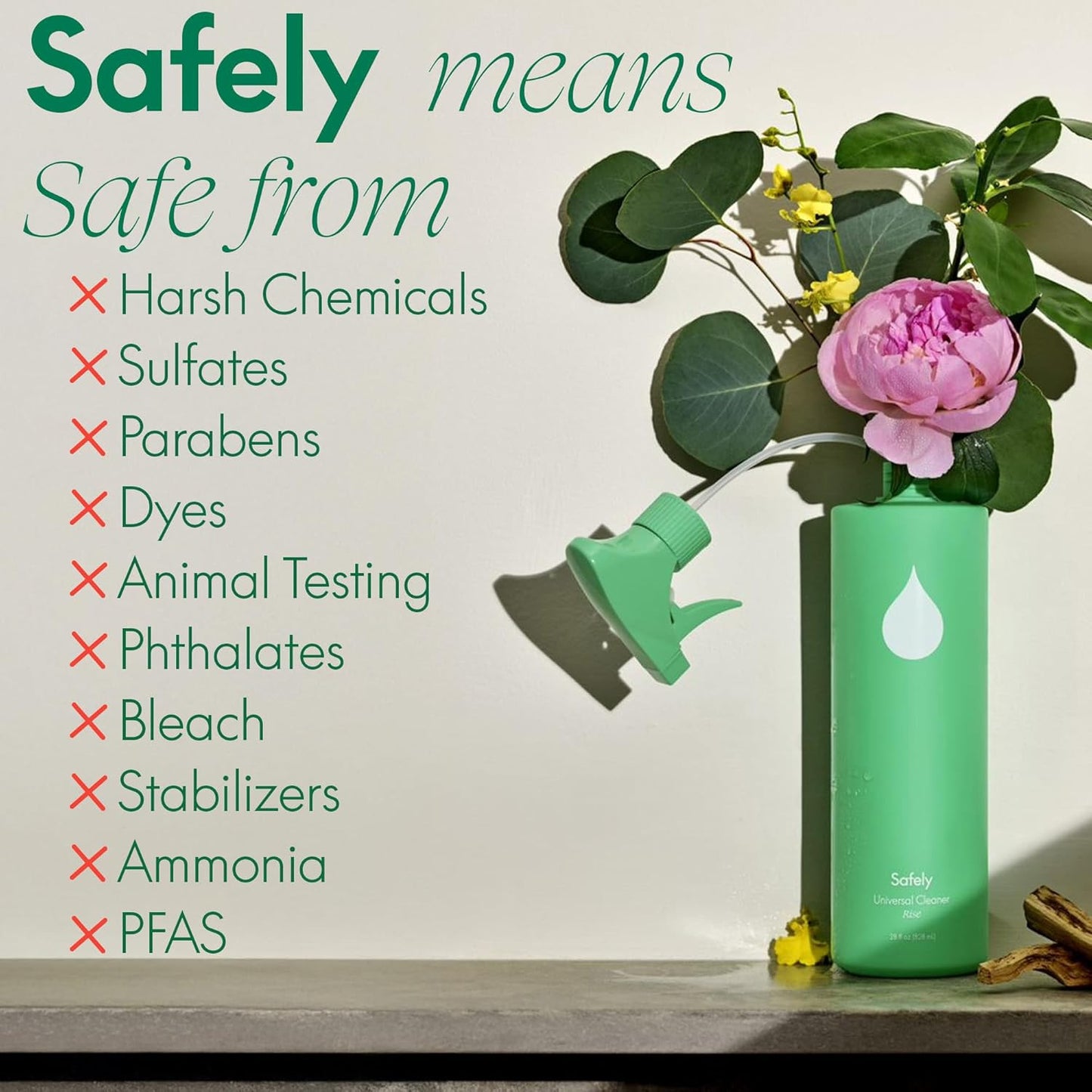 Universal Cleaner–Plant-Based Multi-Purpose Spray with Rise Scent|Bleach-Free,Sa